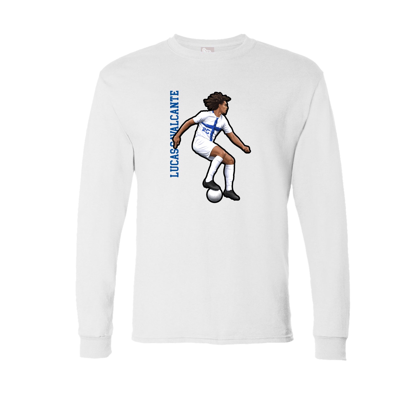 Long Sleeve Tee — Name Vertical in White