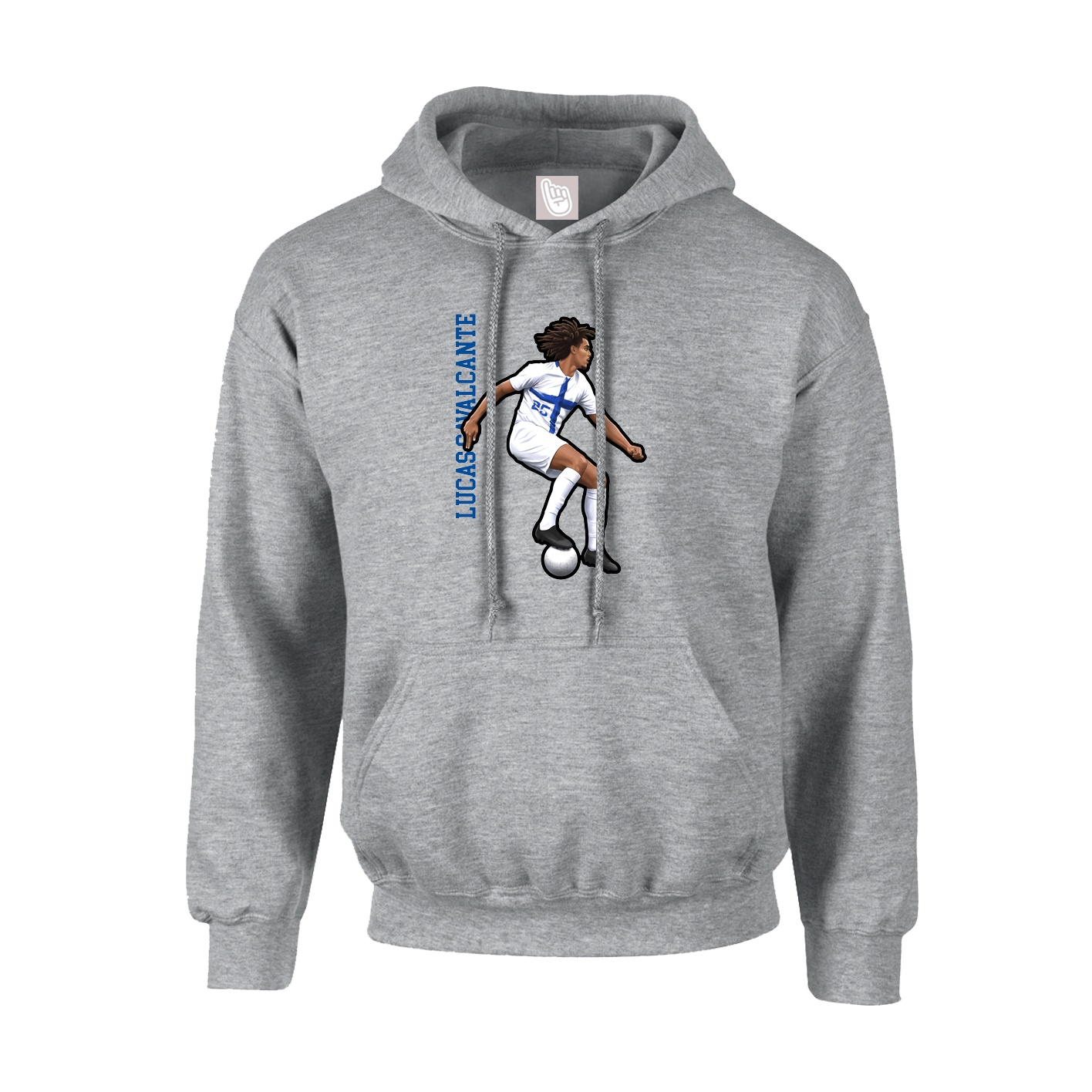 Hoodie — Name Vertical in Grey