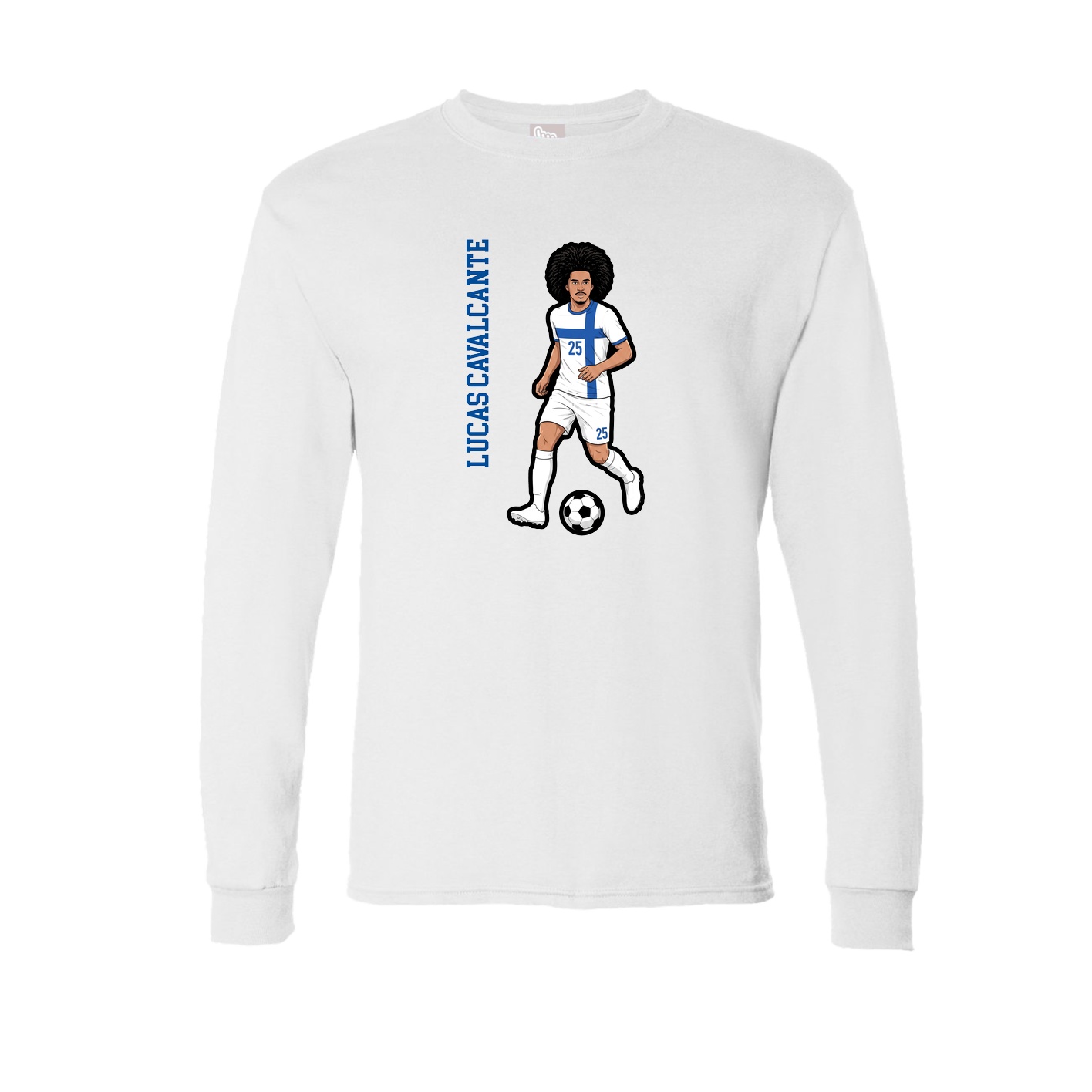 Long Sleeve Tee — Name Vertical in White