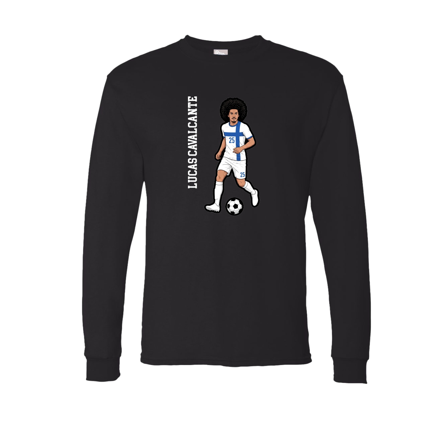 Long Sleeve Tee — Name Vertical in Black