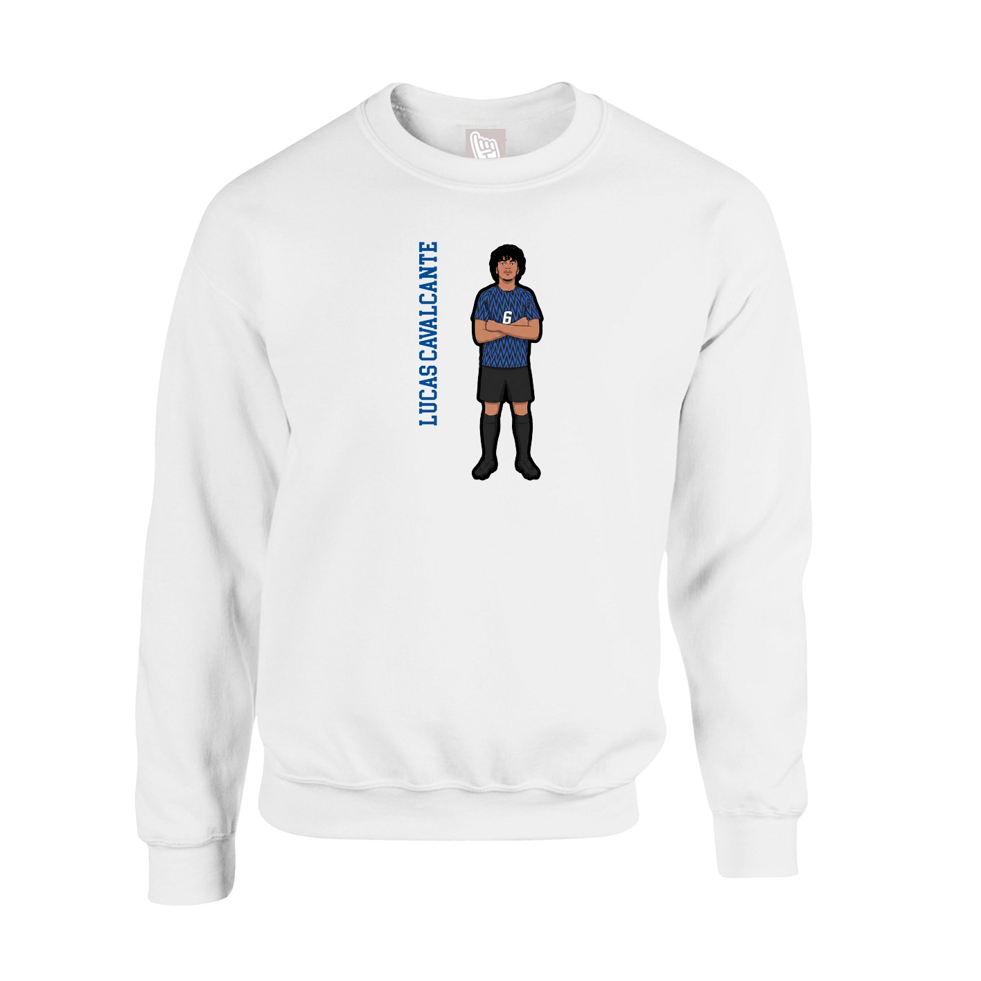 Fleece Crew — Name Vertical in White