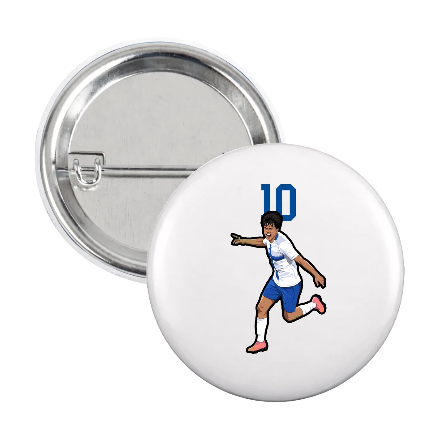 Game Day Button — Number Top in White