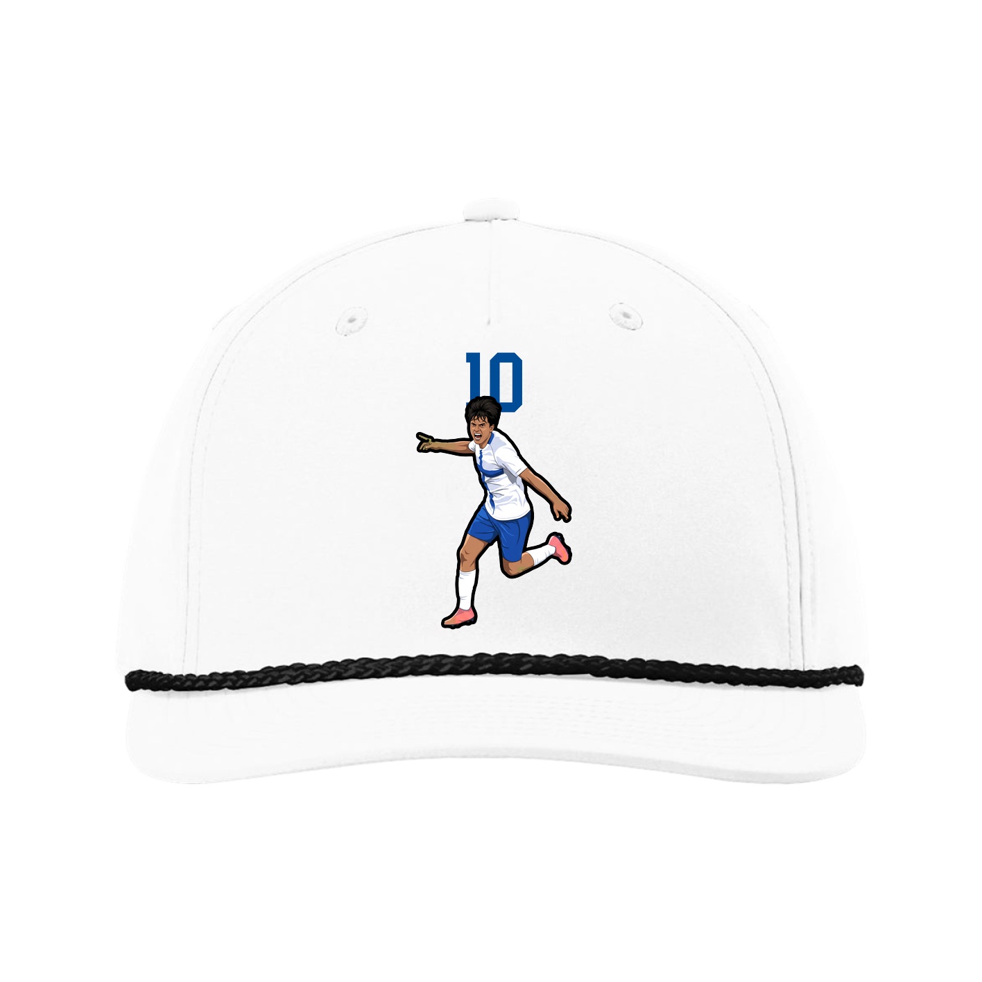 Five-Panel Classic Rope Cap — Number Top in White