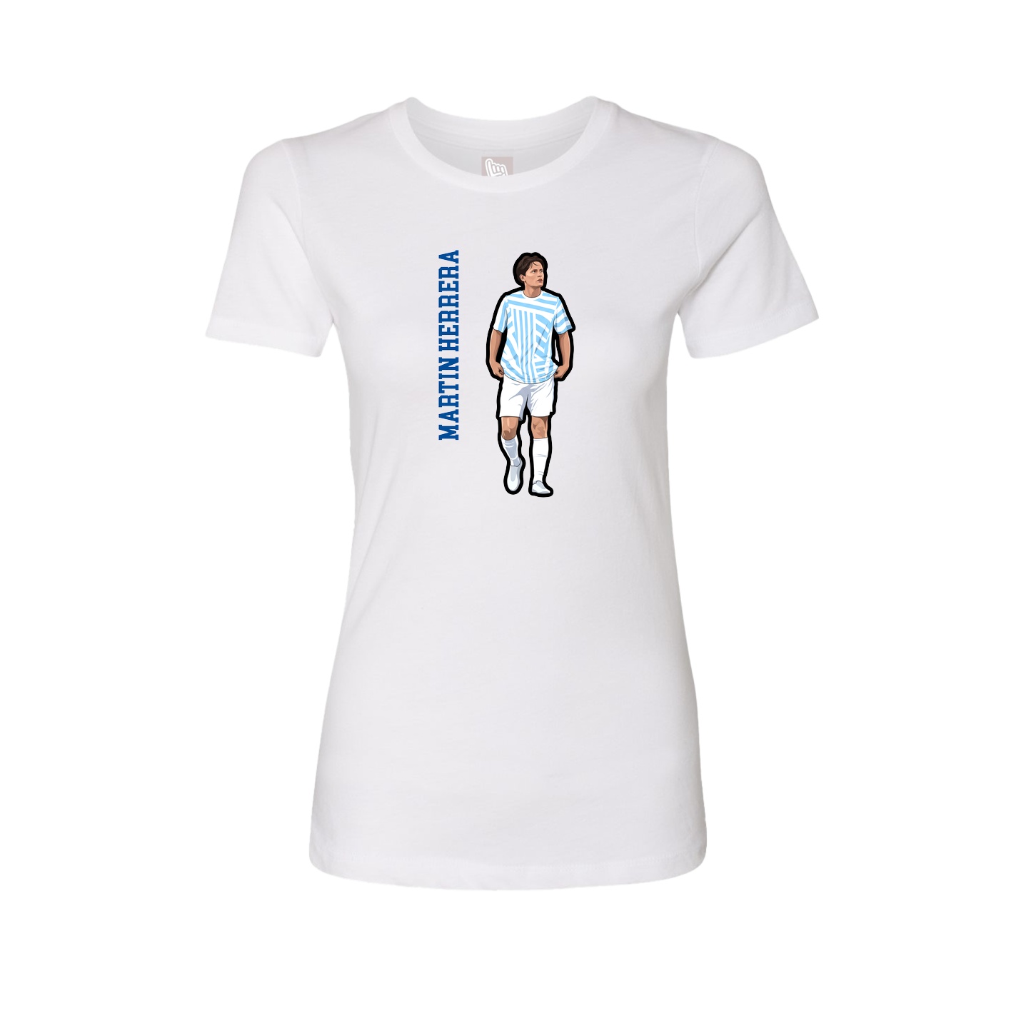 Fitted Women's Tee — Name Vertical in White