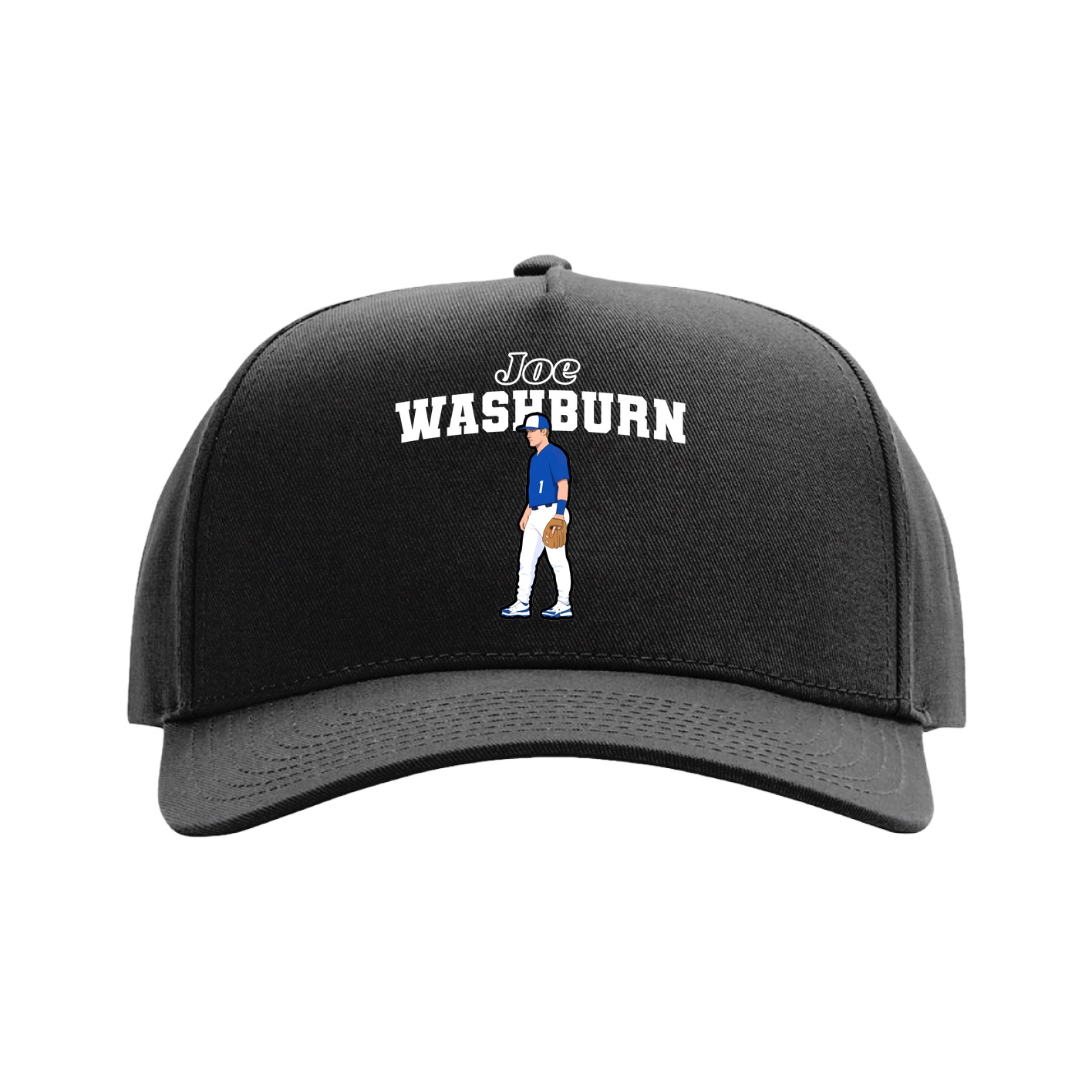 Full Fabric Five-Panel Champ Cap — Name Arch in Black