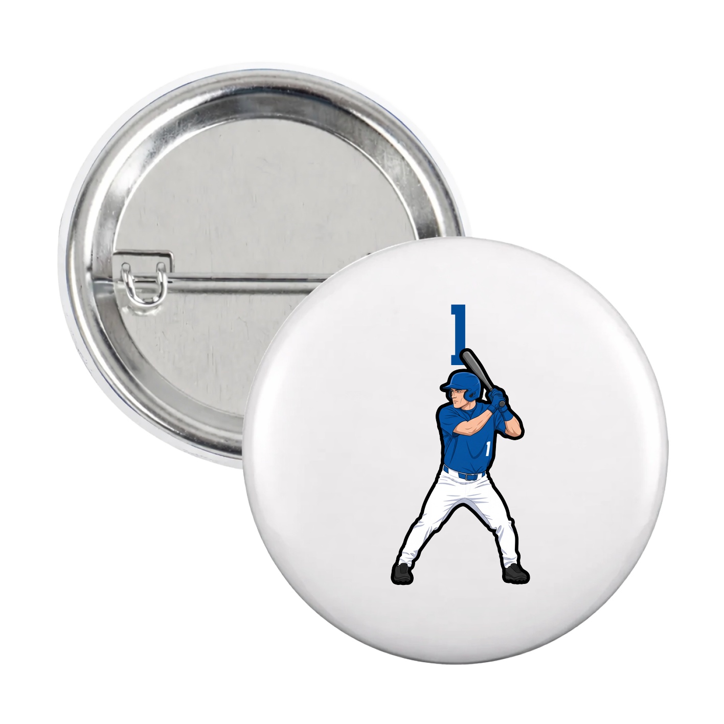 Game Day Button — Number Top in White