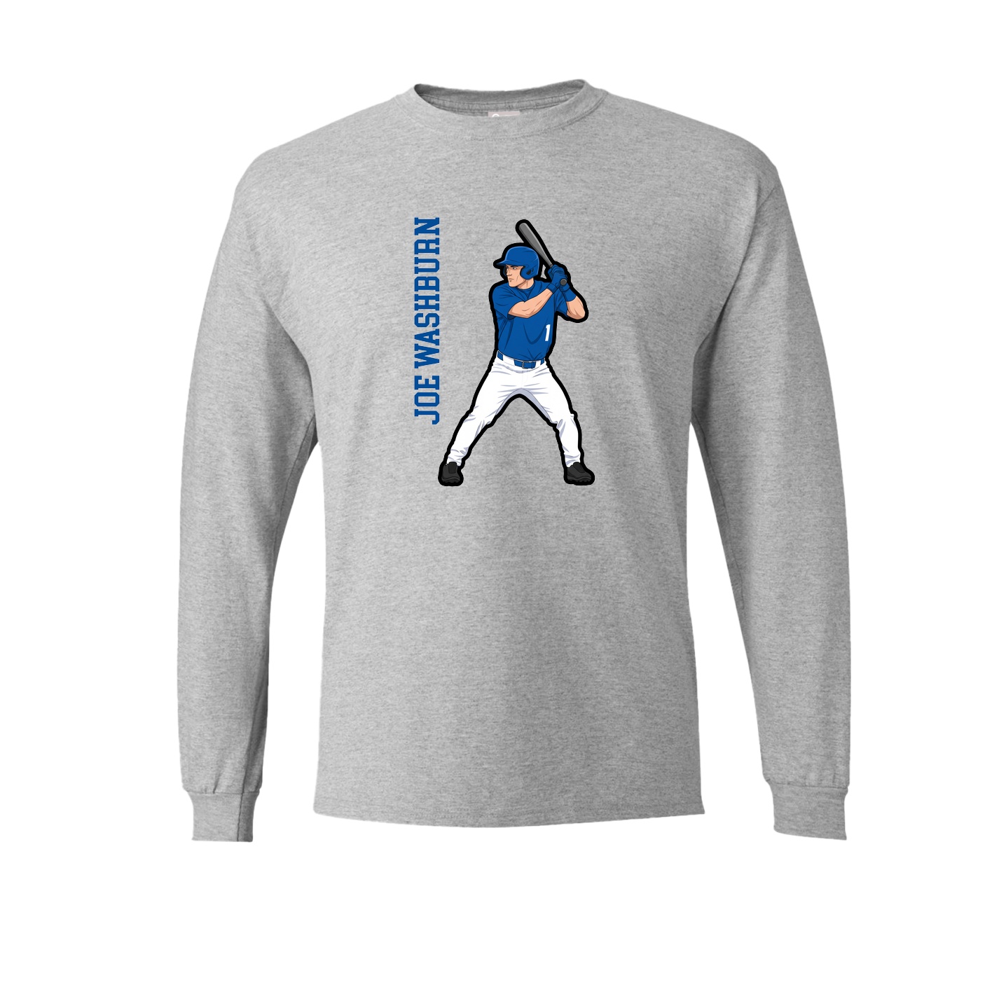 Long Sleeve Tee — Name Vertical in Grey