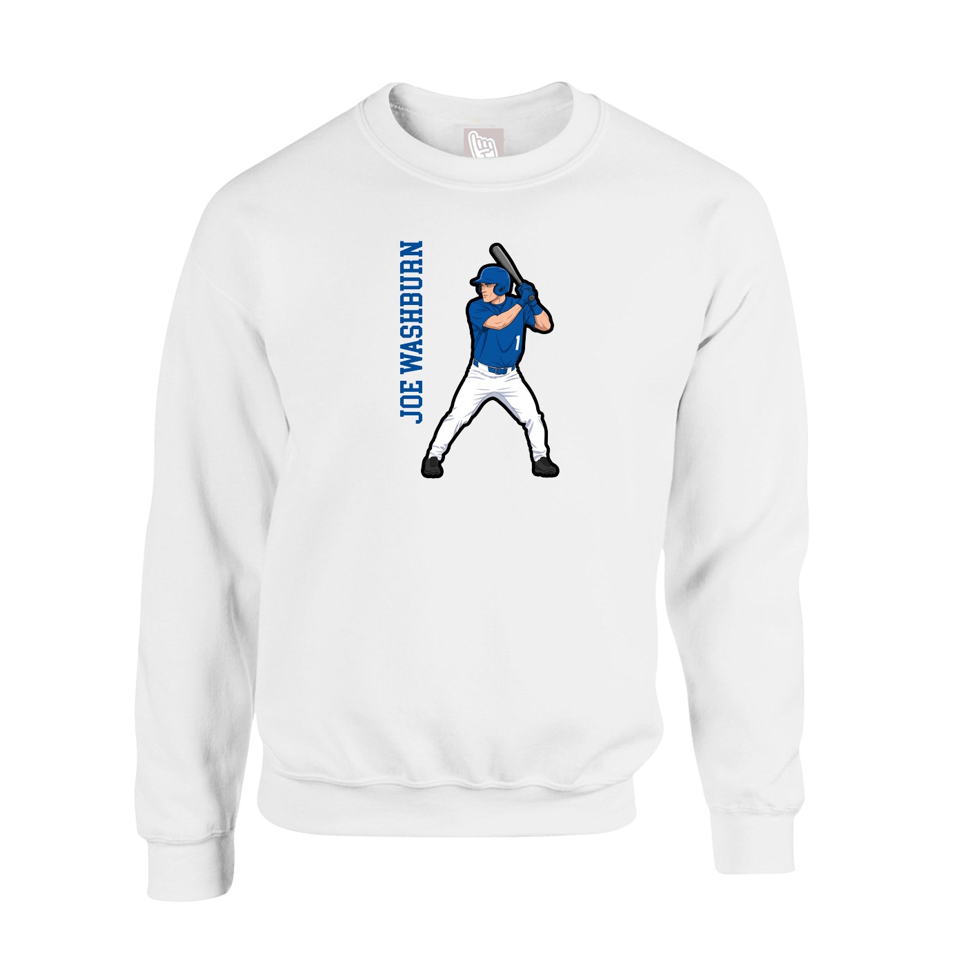 Fleece Crew — Name Vertical in White
