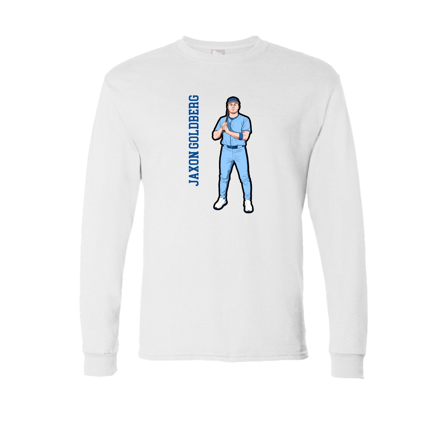 Long Sleeve Tee — Name Vertical in White