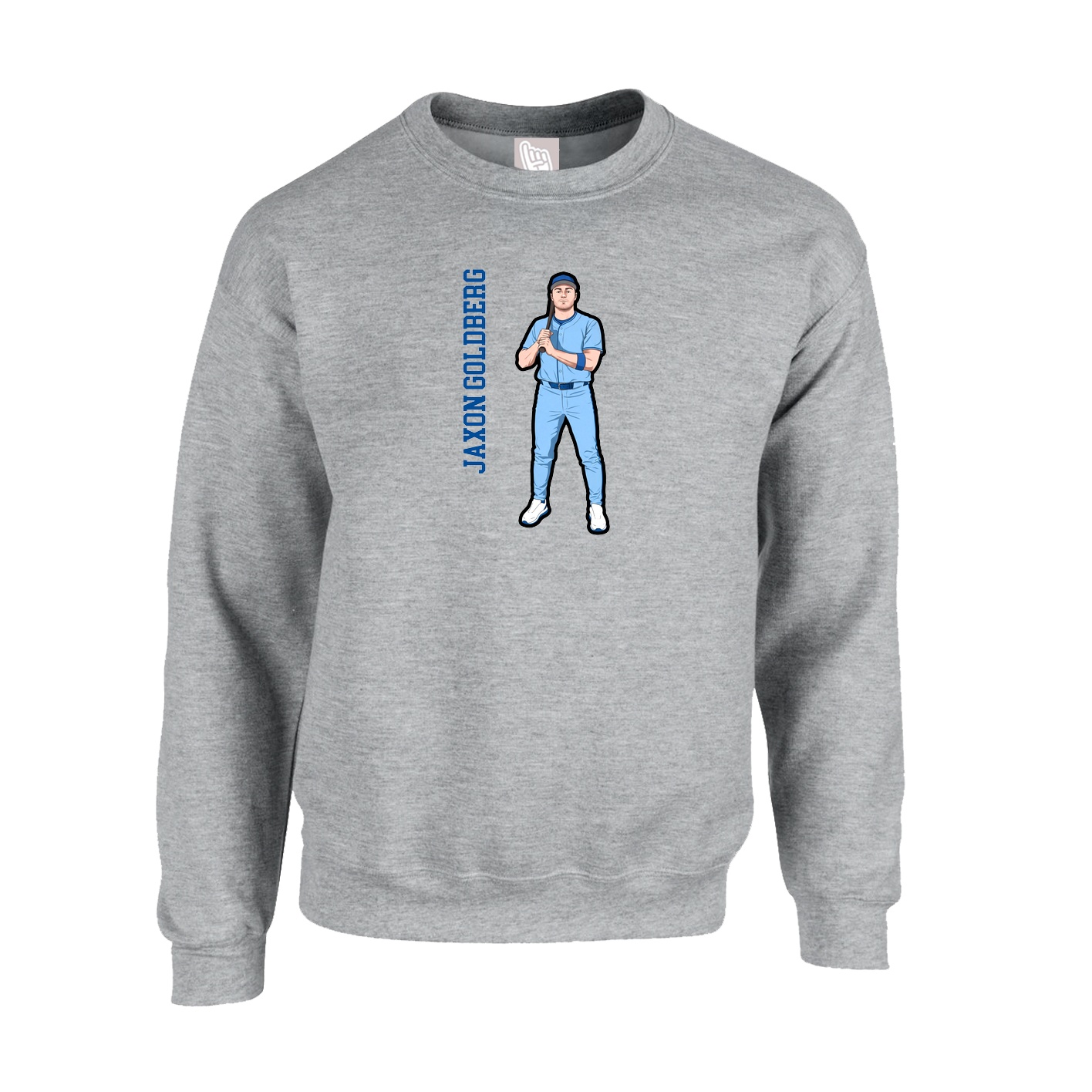 Fleece Crew — Name Vertical in Grey