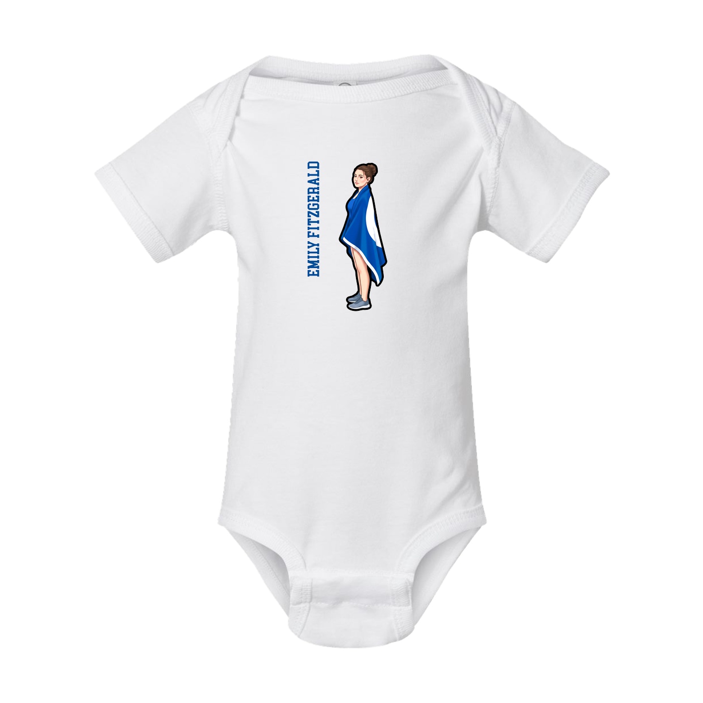 Baby Onesie — Name Vertical in White