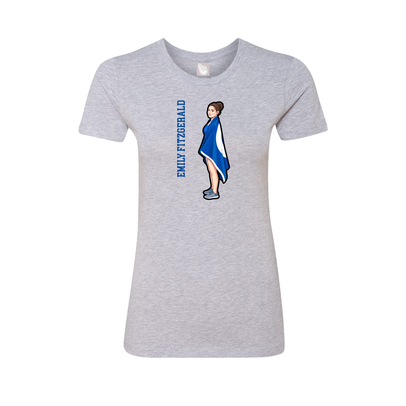 Fitted Women's Tee — Name Vertical in Grey