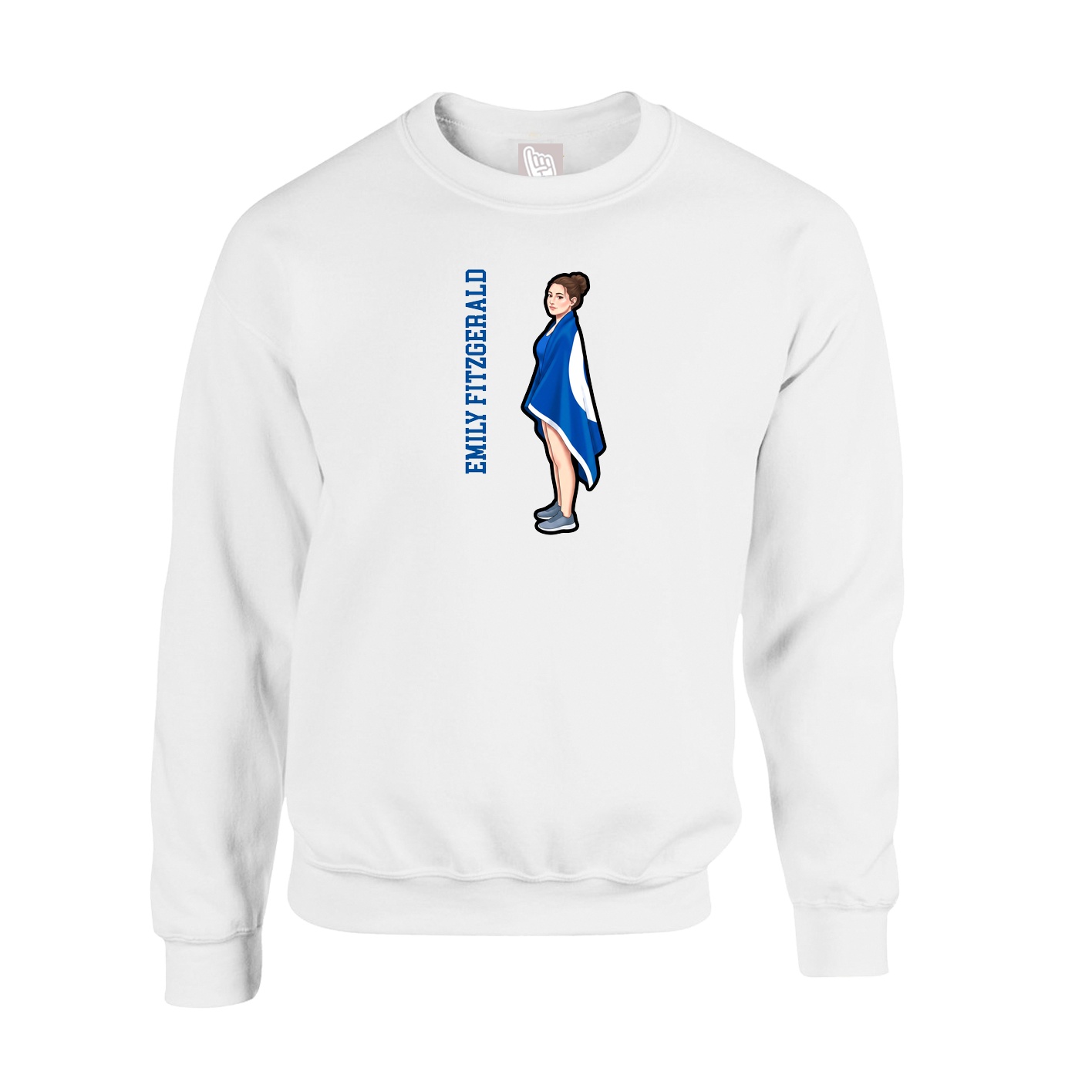 Fleece Crew — Name Vertical in White