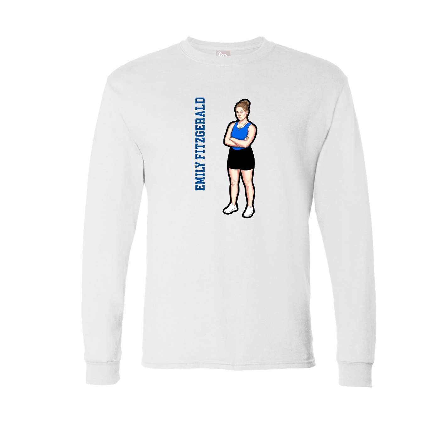 Long Sleeve Tee — Name Vertical in White