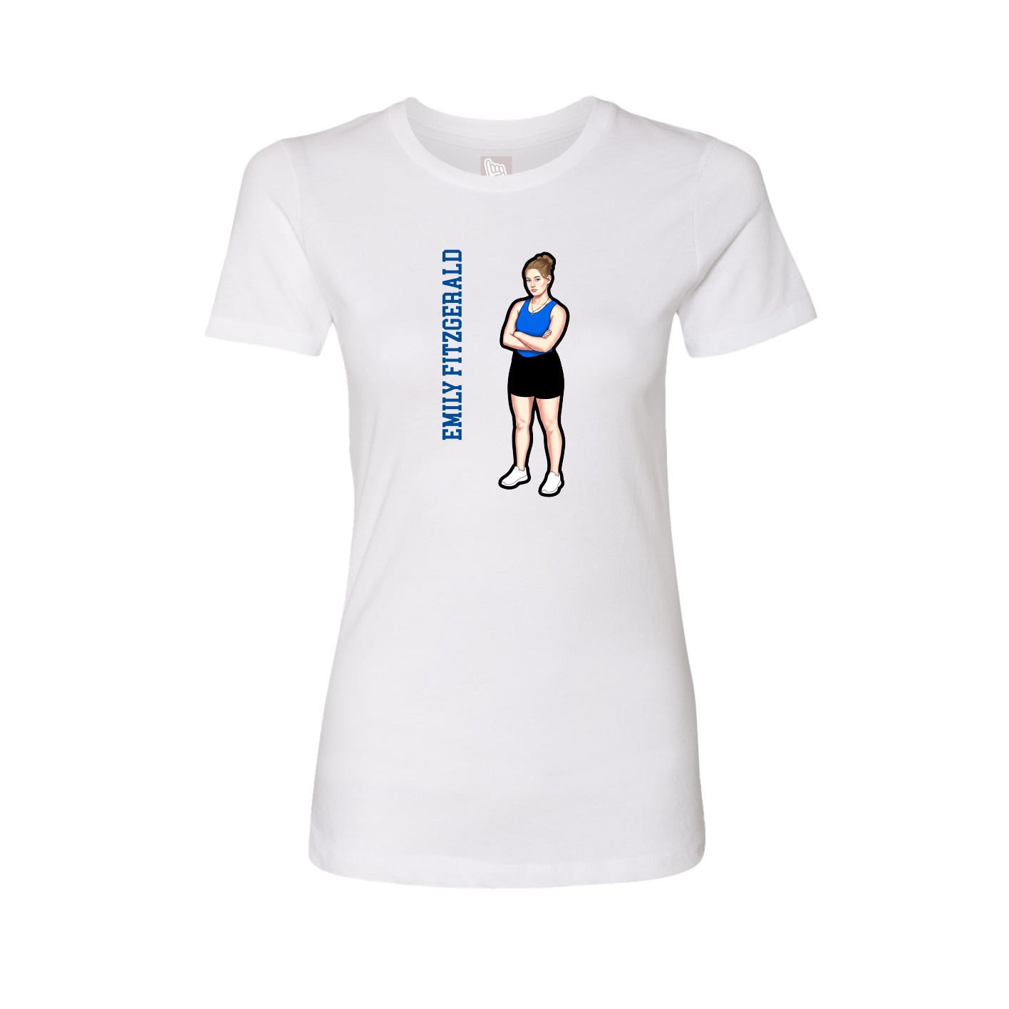 Fitted Women's Tee — Name Vertical in White