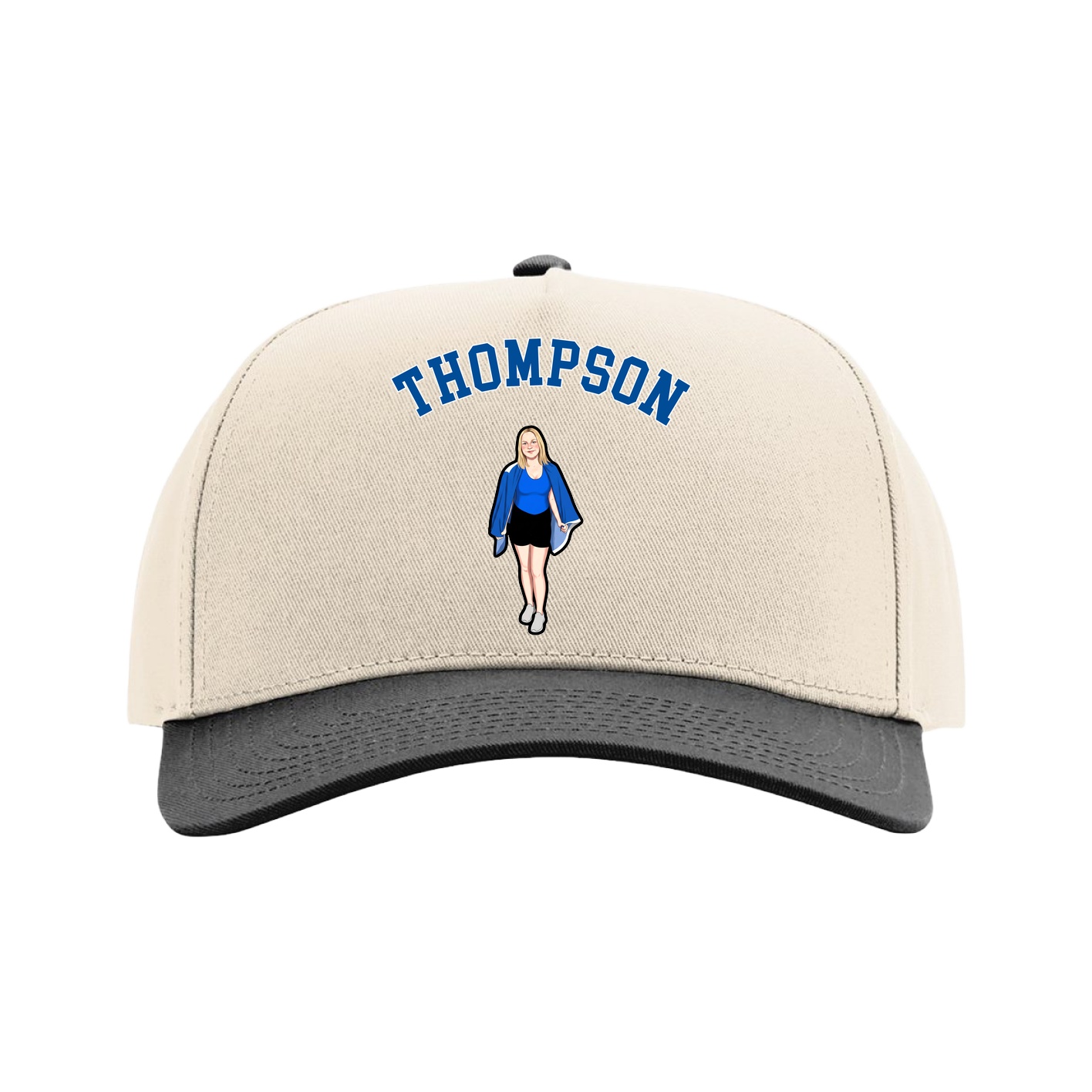 Full Fabric Five-Panel Champ Cap — Shirsey Arch in Cream/Black