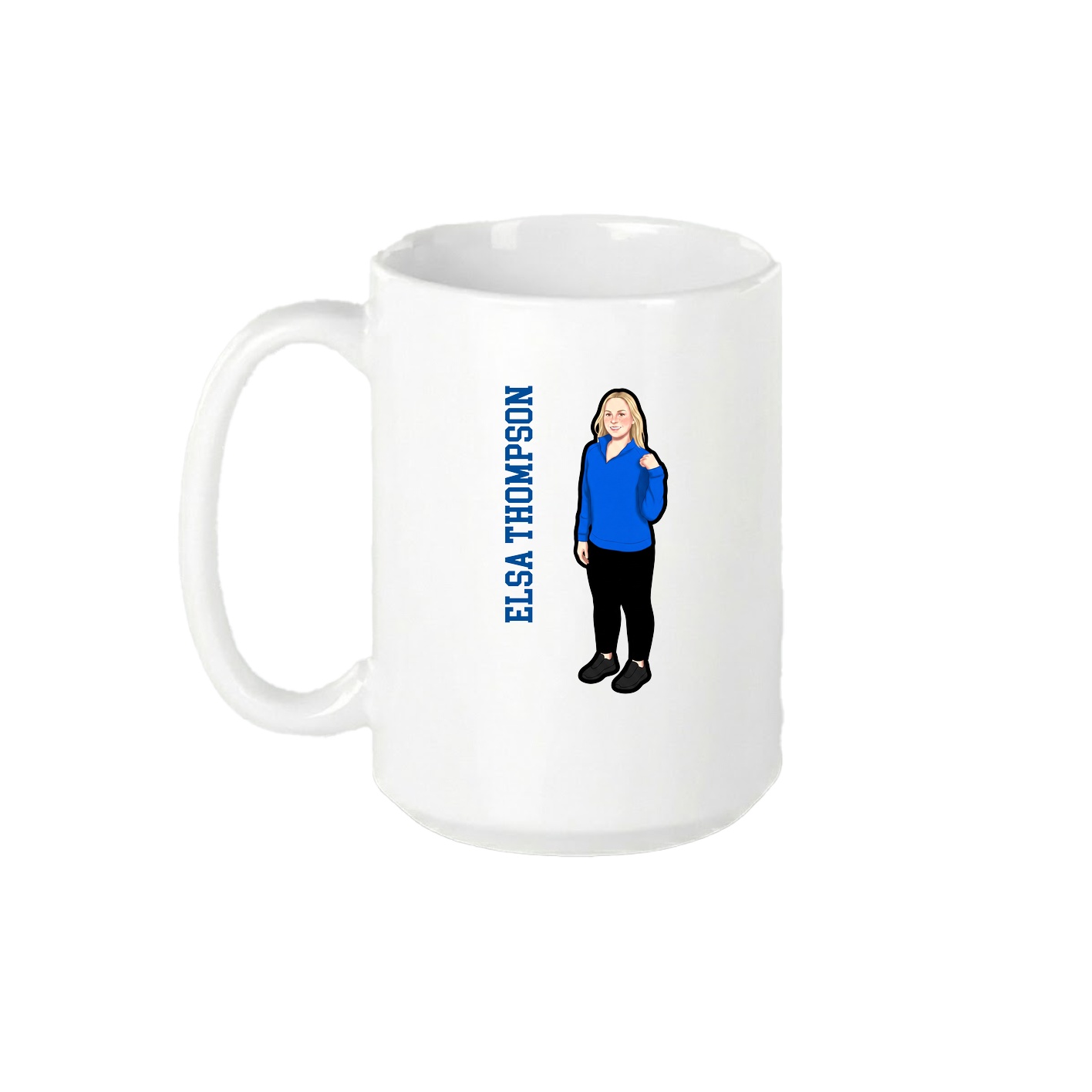 15oz Coffee Mug — Name Vertical in White