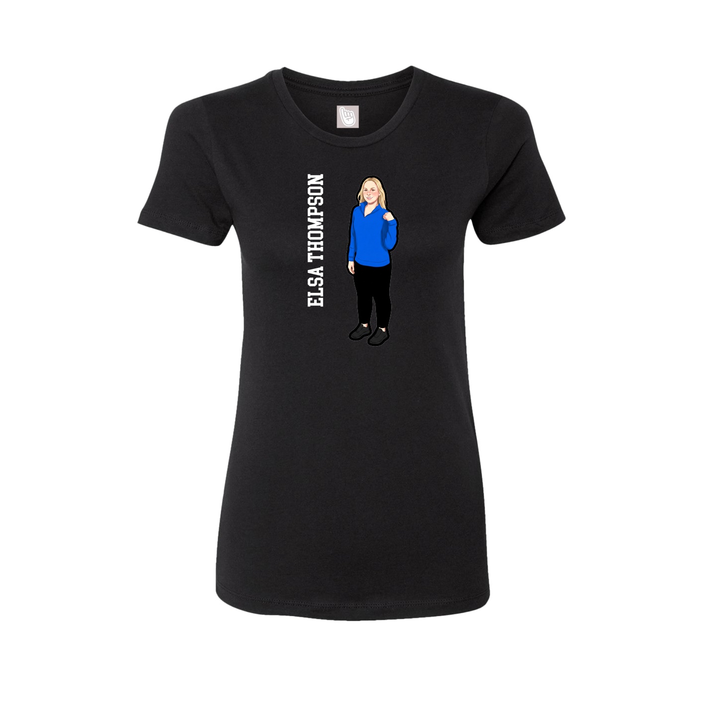 Womens Tee — Name Vertical in Black