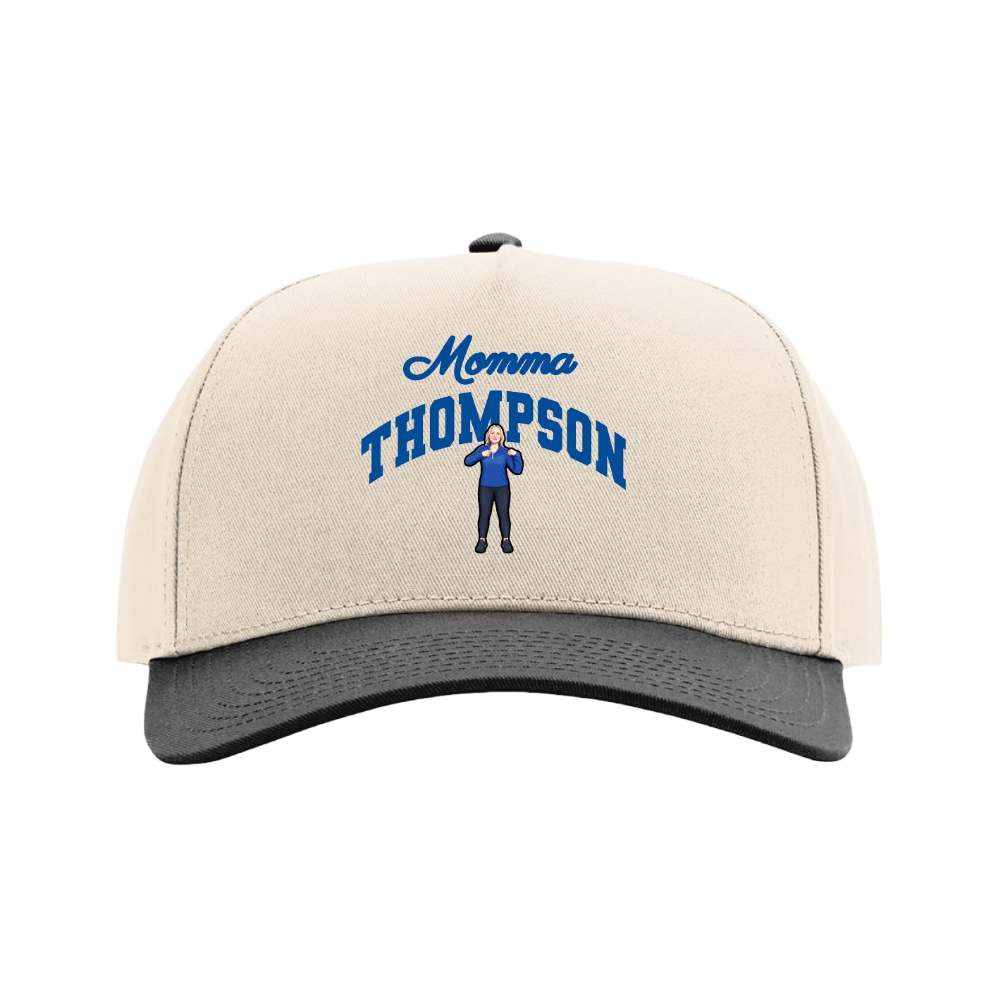Full Fabric Five-Panel Champ Cap — Mothers Day Arch in Cream/Black
