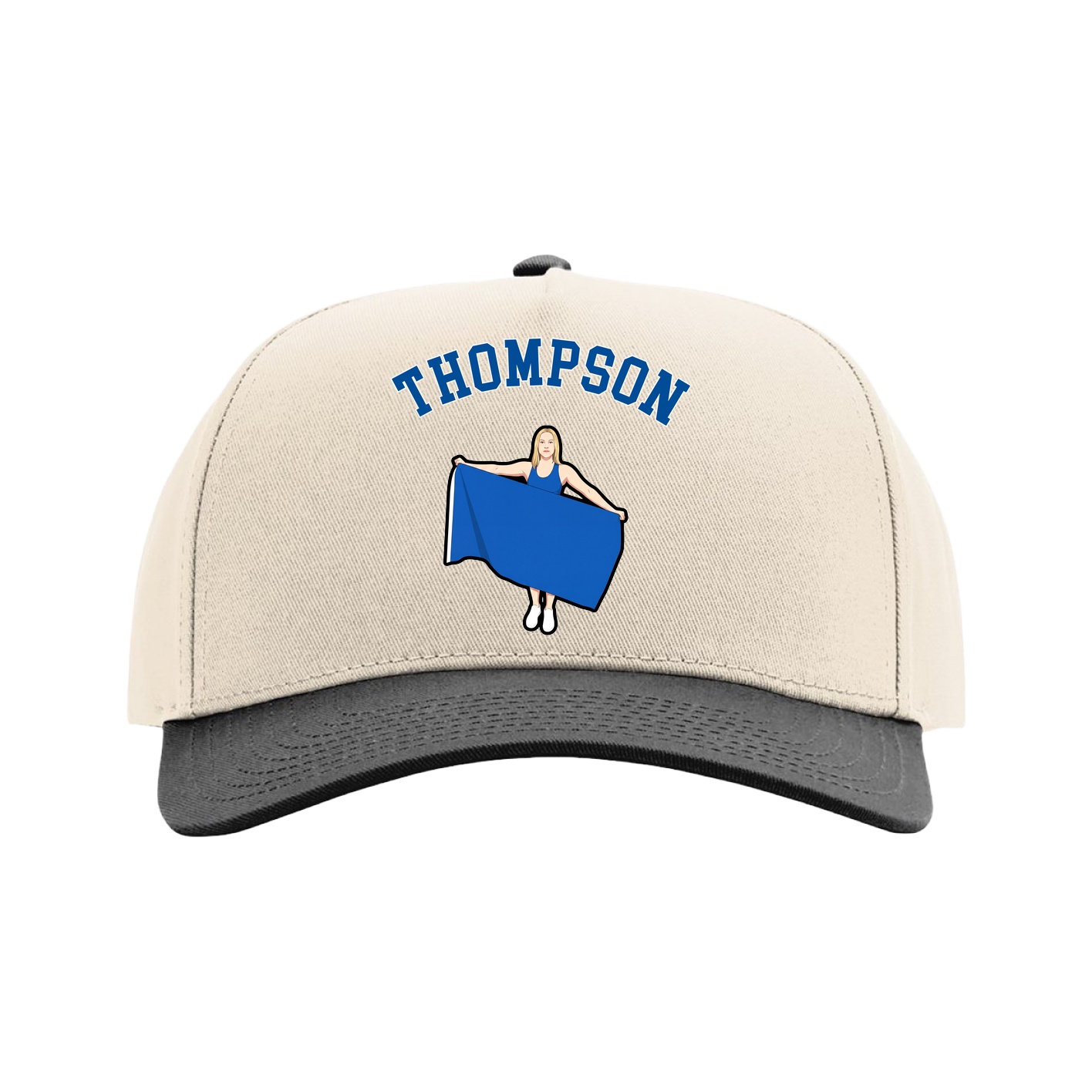 Full Fabric Five-Panel Champ Cap — Shirsey Arch in Cream/Black