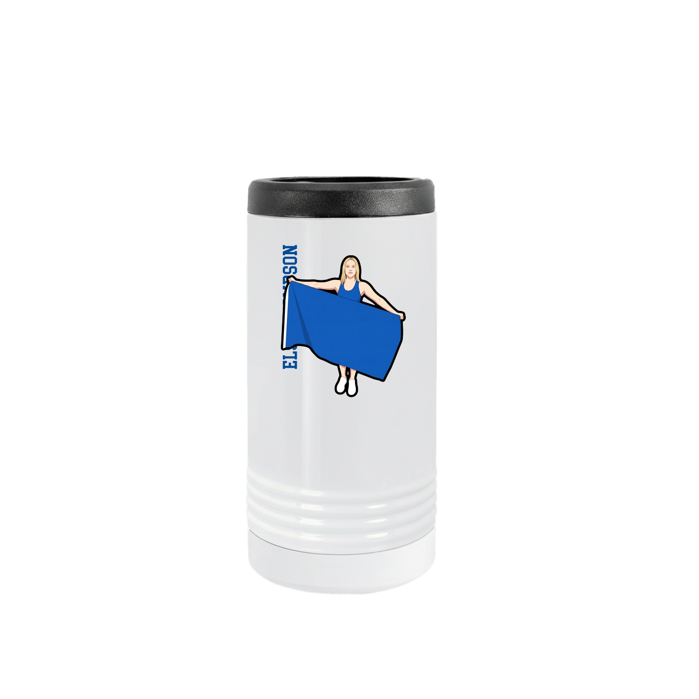 Slim Beverage Holder — Name Vertical in White