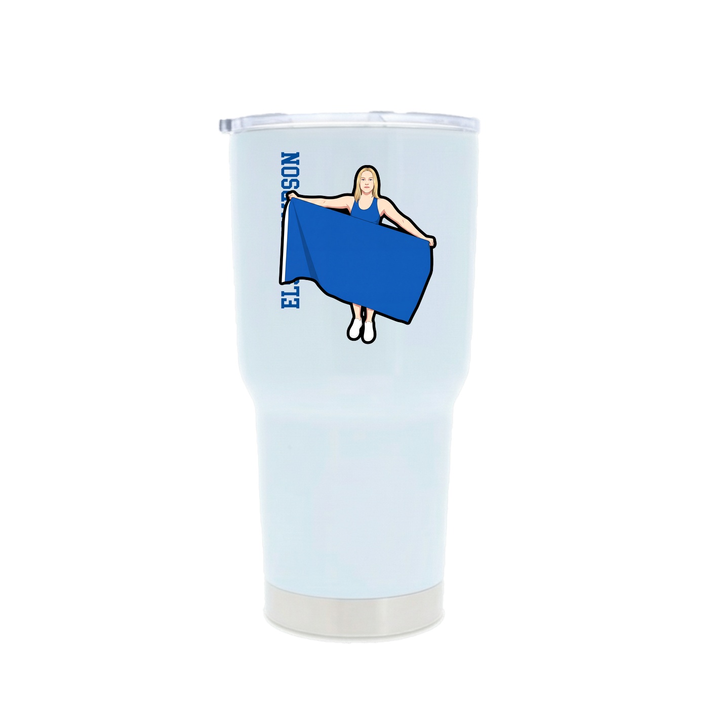 30oz Stainless Steel Tumbler — Name Vertical in White
