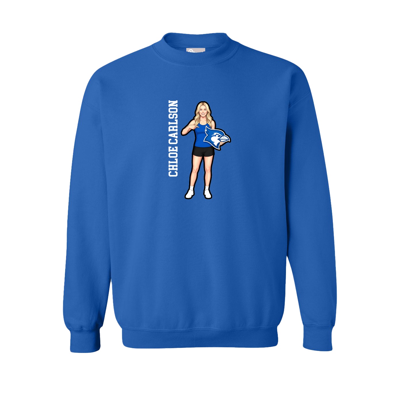 Fleece Crew — Name Vertical in Royal
