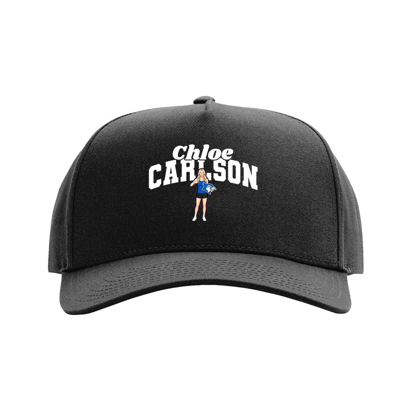 Full Fabric Five-Panel Champ Cap — Signature Arch in Black