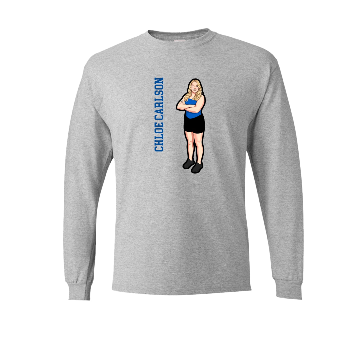 Long Sleeve Tee — Name Vertical in Grey