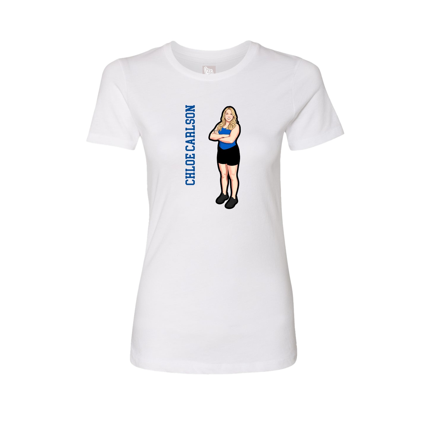 Womens Tee — Name Vertical in White