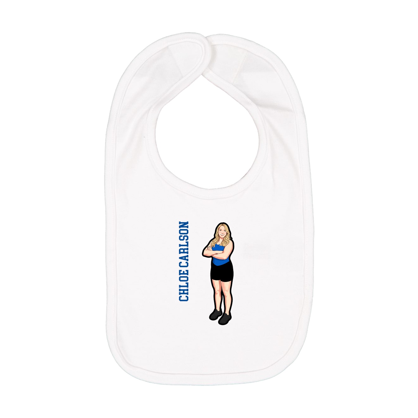 Infant Bib — Name Vertical in White
