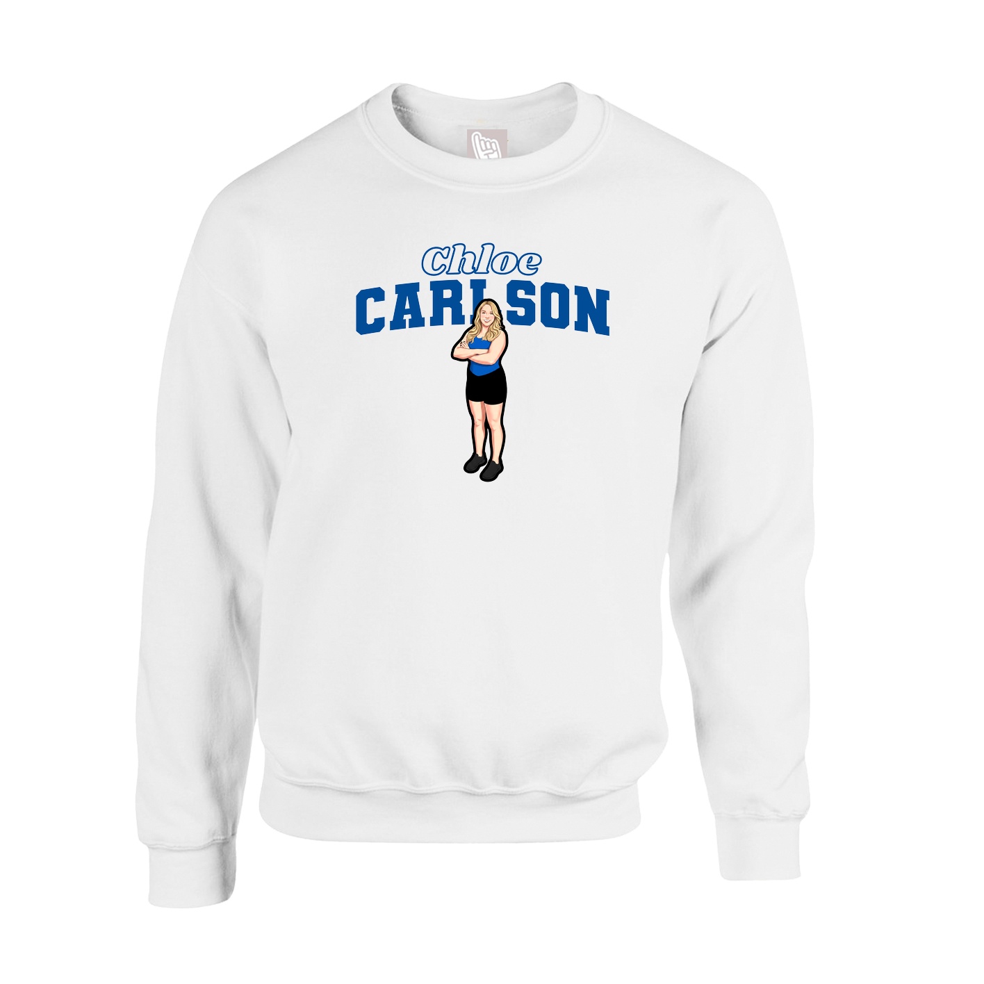 Fleece Crew — Name Arch in White