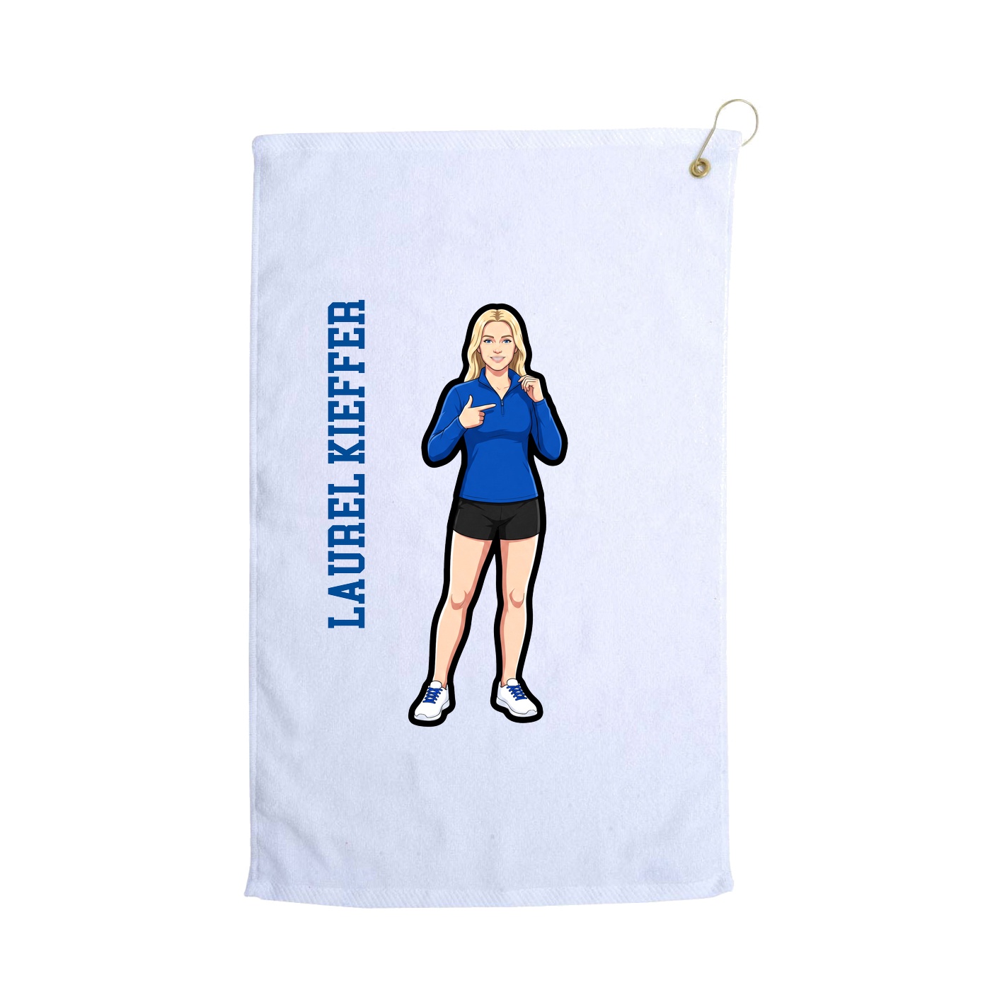 Golf Towel — Name Vertical in White