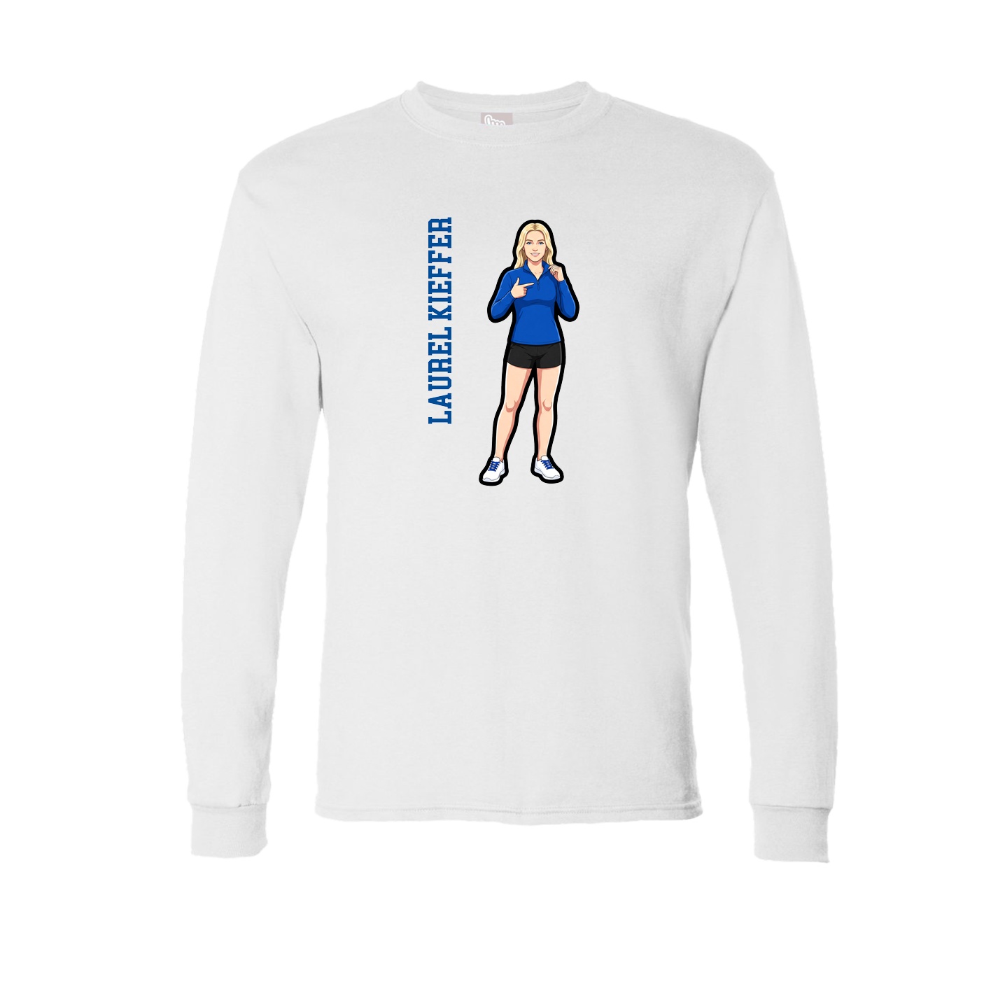 Long Sleeve Tee — Name Vertical in White