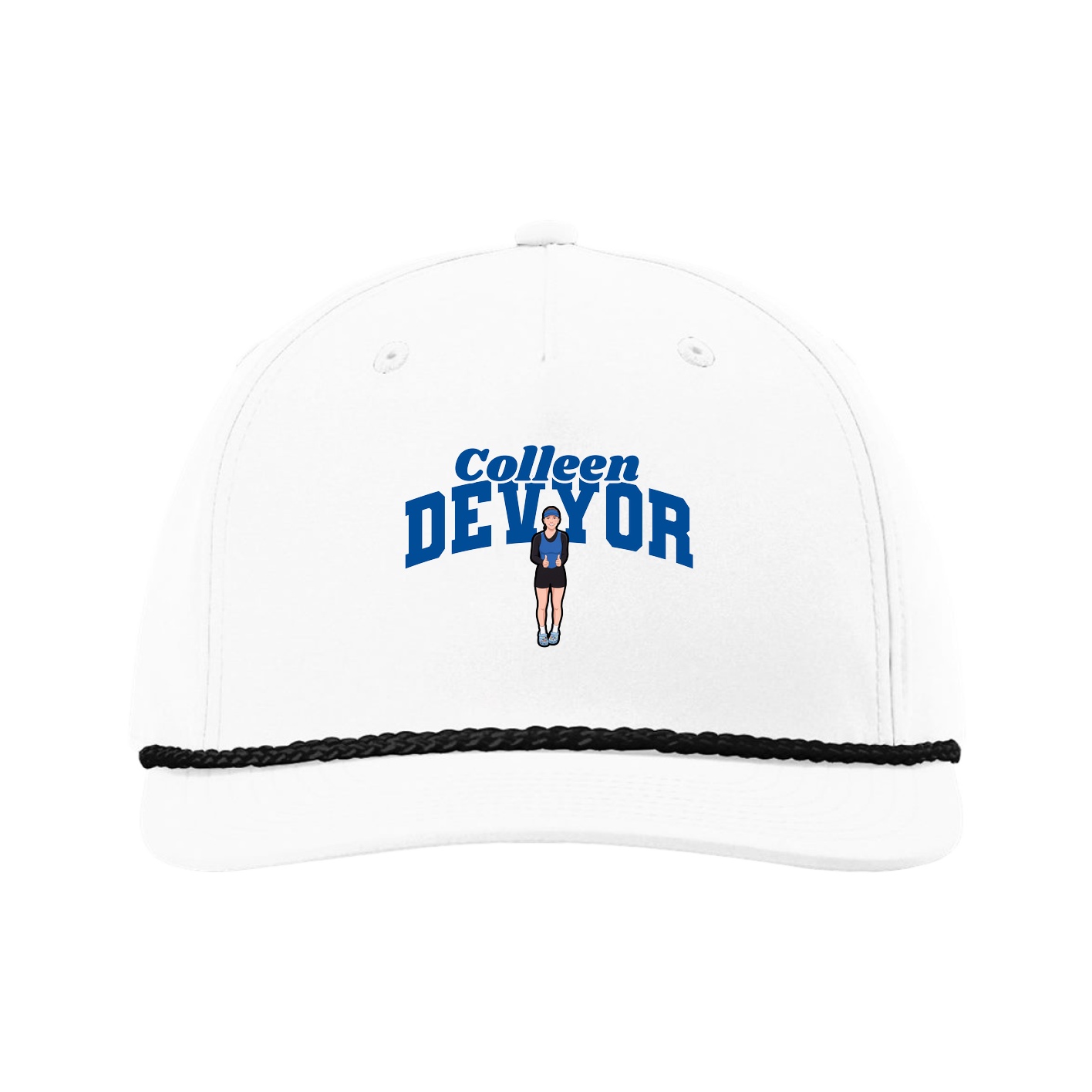 Five-Panel Classic Rope Cap — Signature Arch in White
