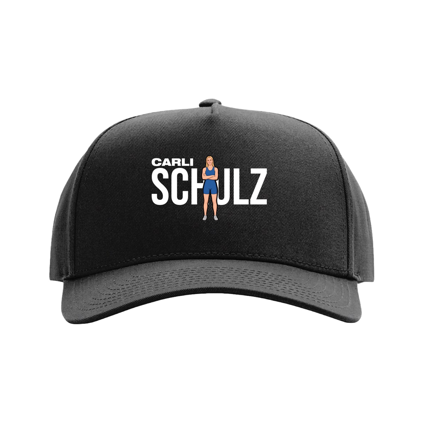 Full Fabric Five-Panel Champ Cap — Player Name in Black