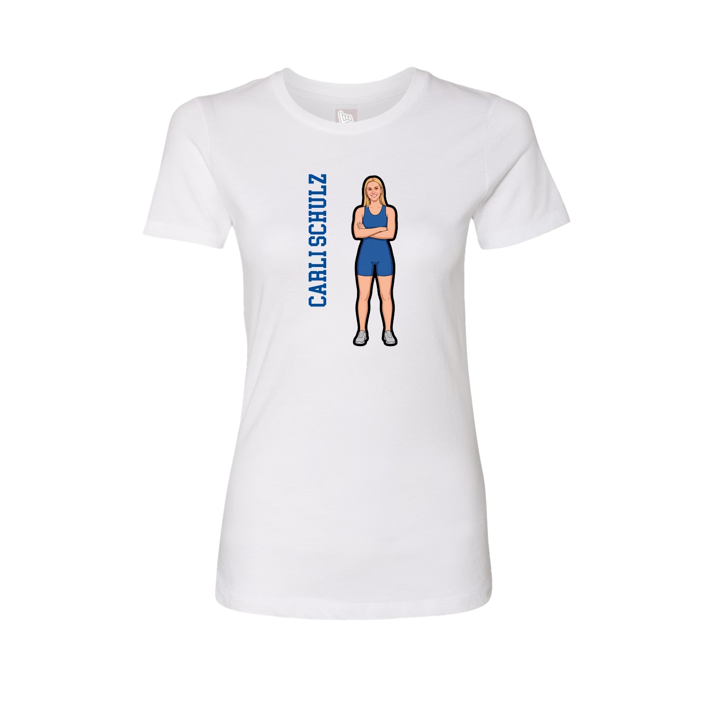 Fitted Women's Tee — Name Vertical in White