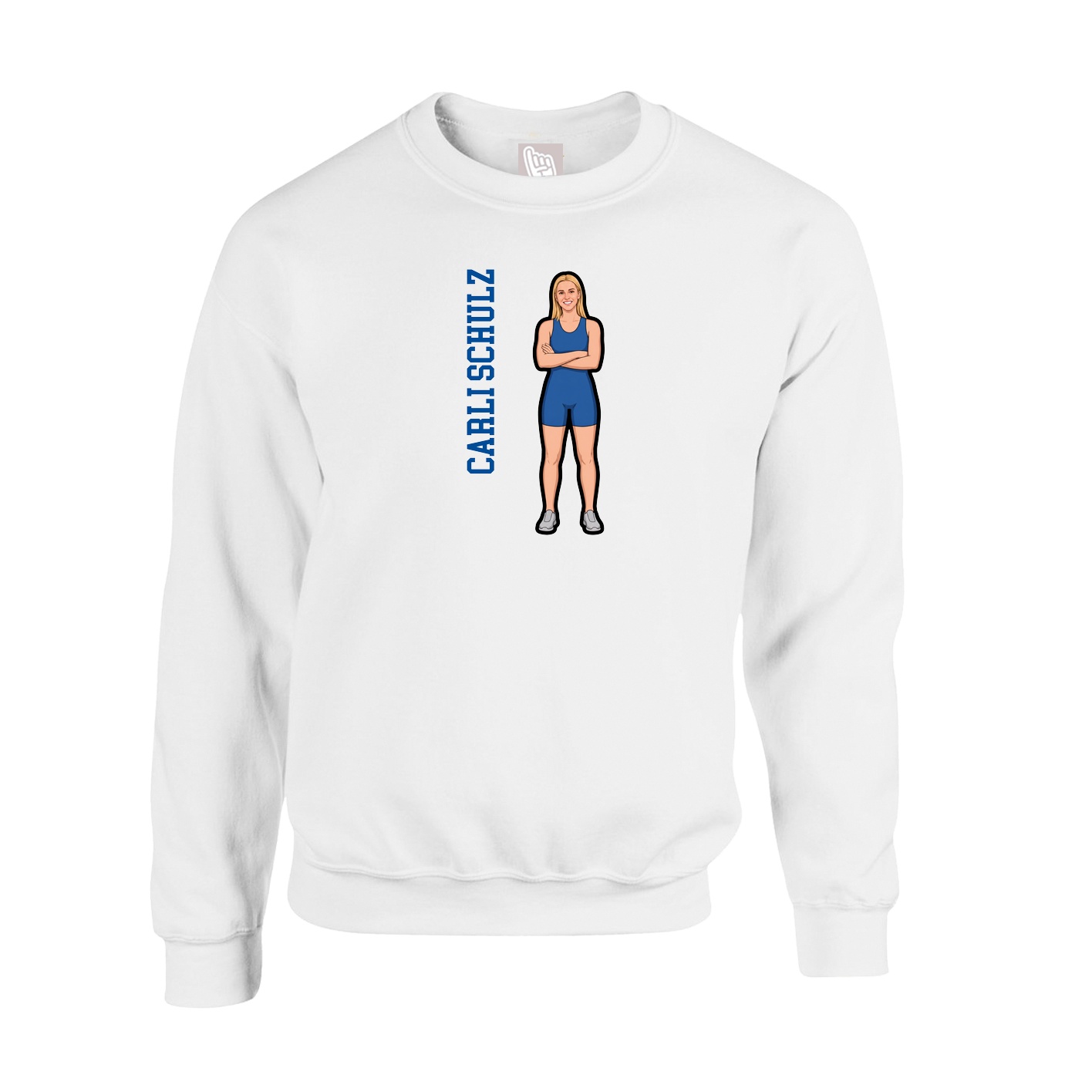 Fleece Crew — Name Vertical in White