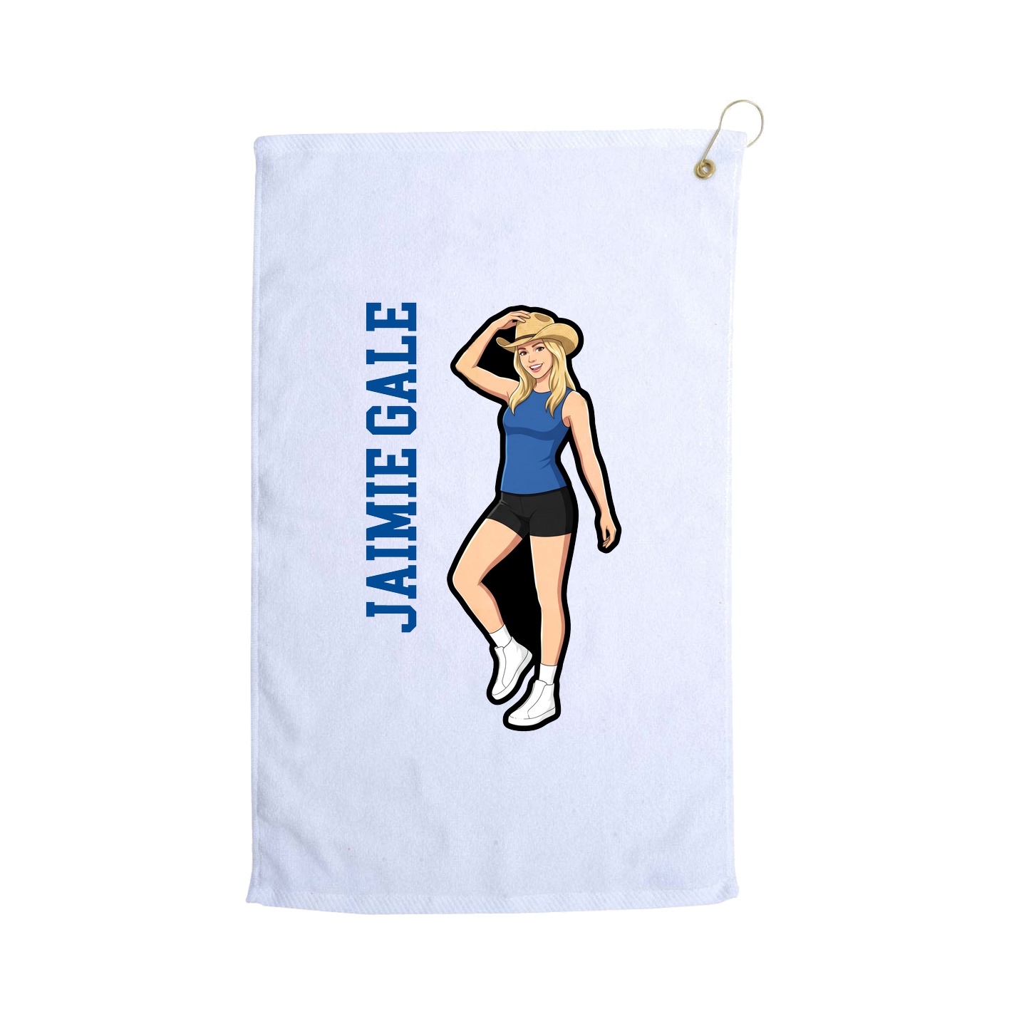 Golf Towel — Name Vertical in White
