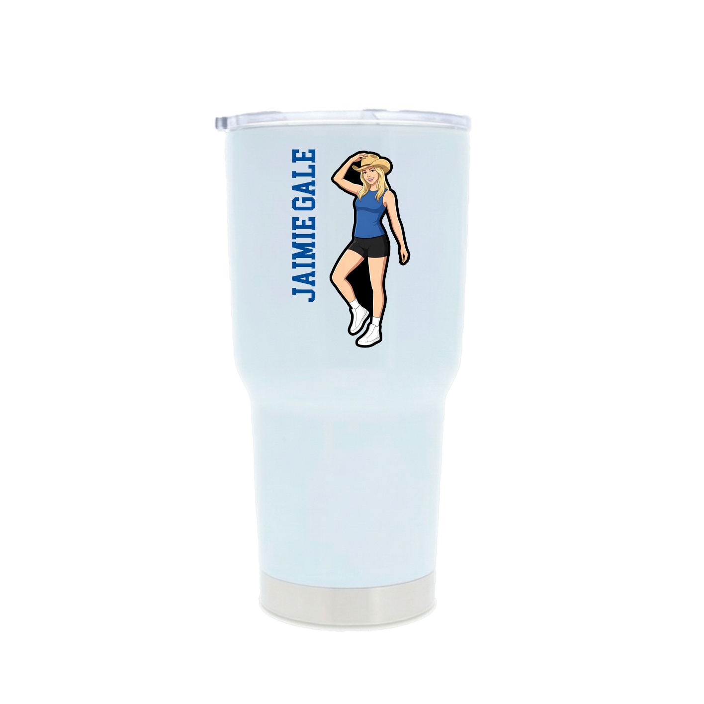 30oz Stainless Steel Tumbler — Name Vertical in White