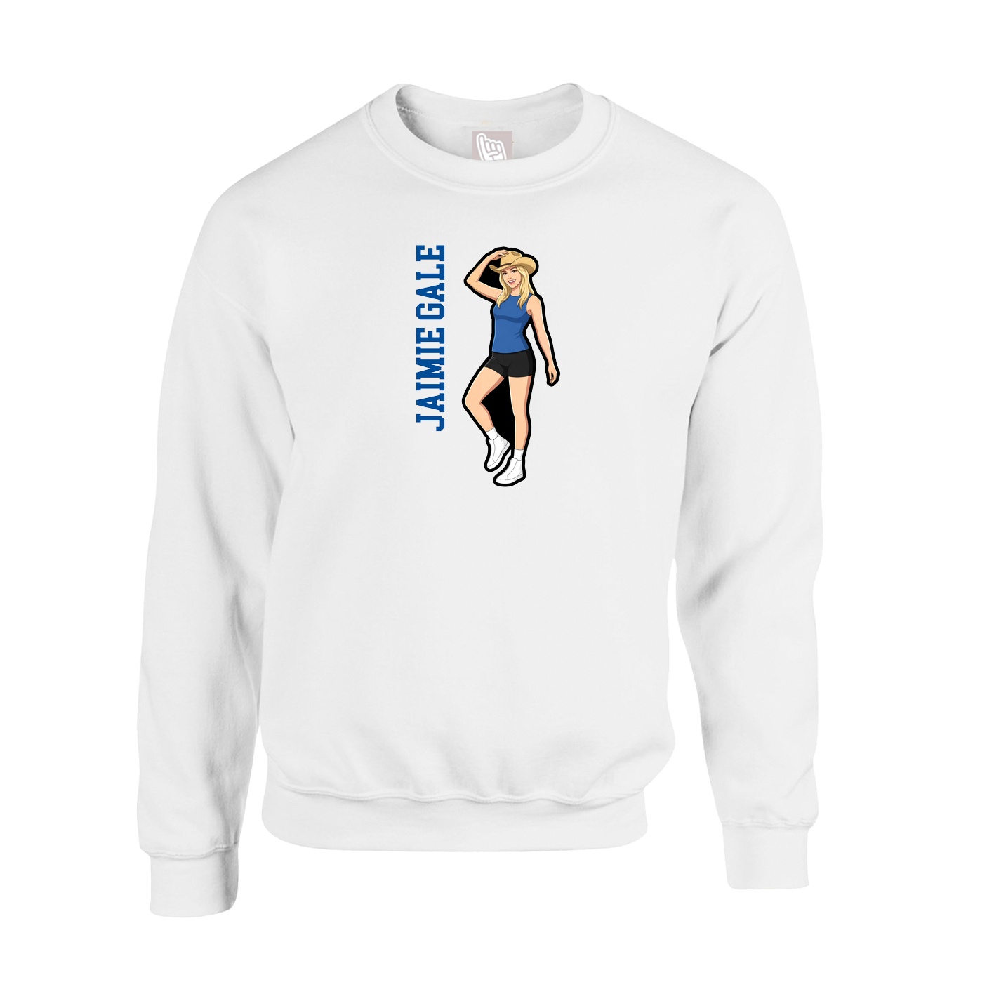 Fleece Crew — Name Vertical in White