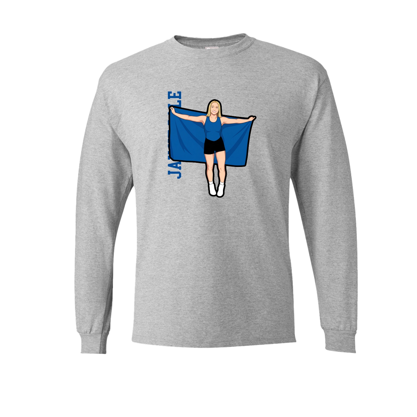 Long Sleeve Tee — Name Vertical in Grey