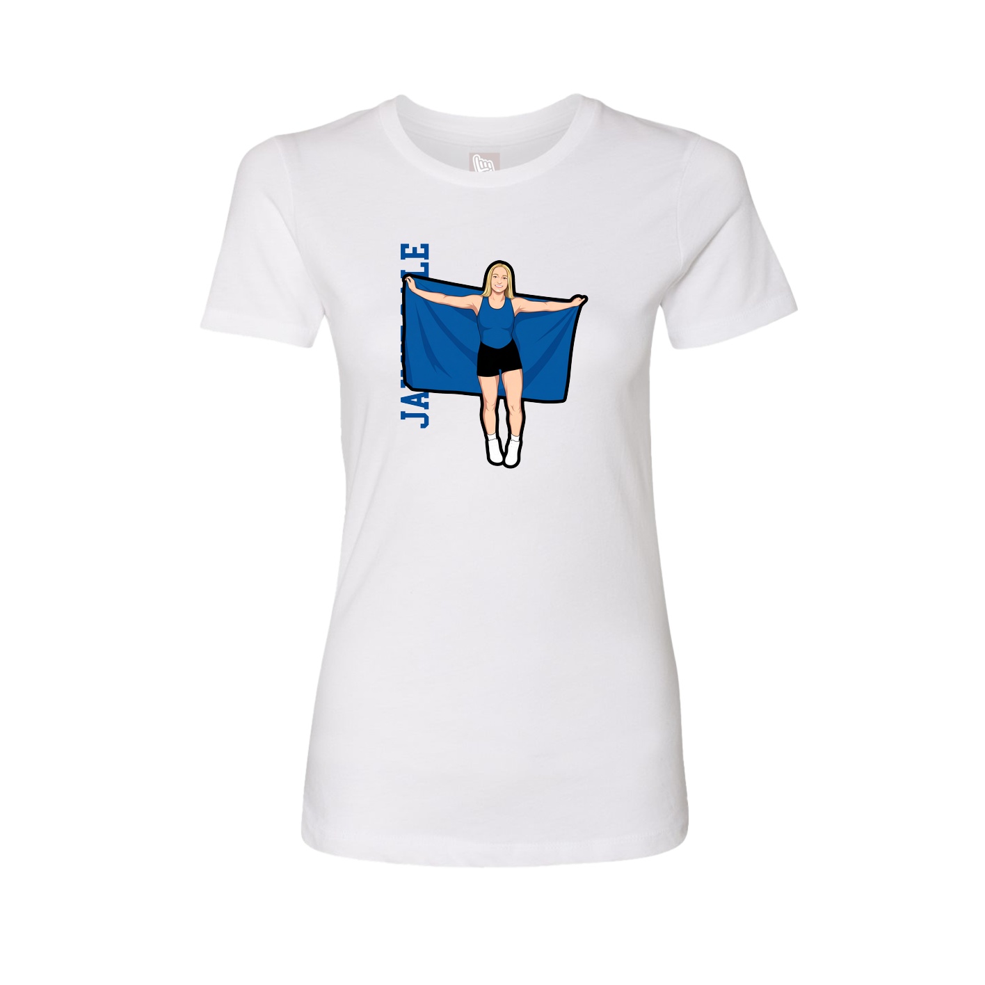 Fitted Women's Tee — Name Vertical in White