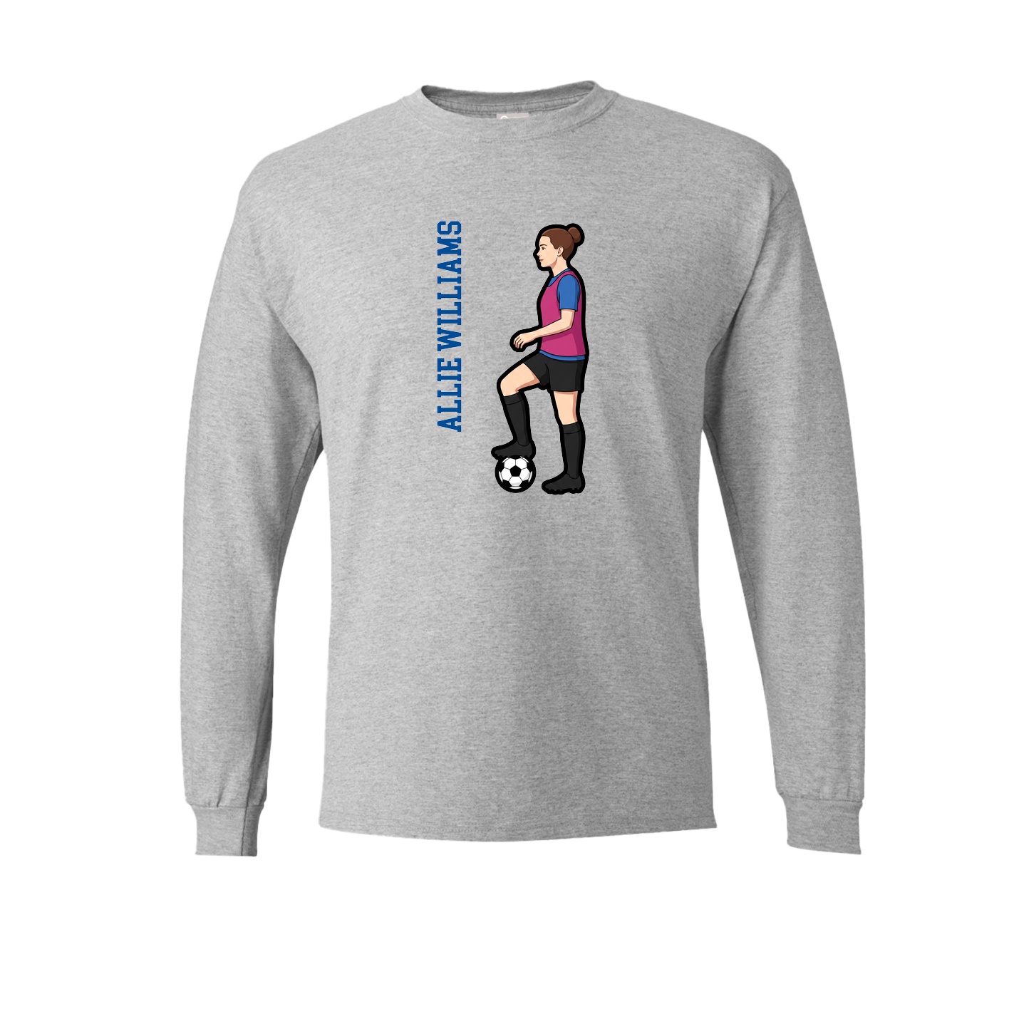 Long Sleeve Tee — Name Vertical in Grey