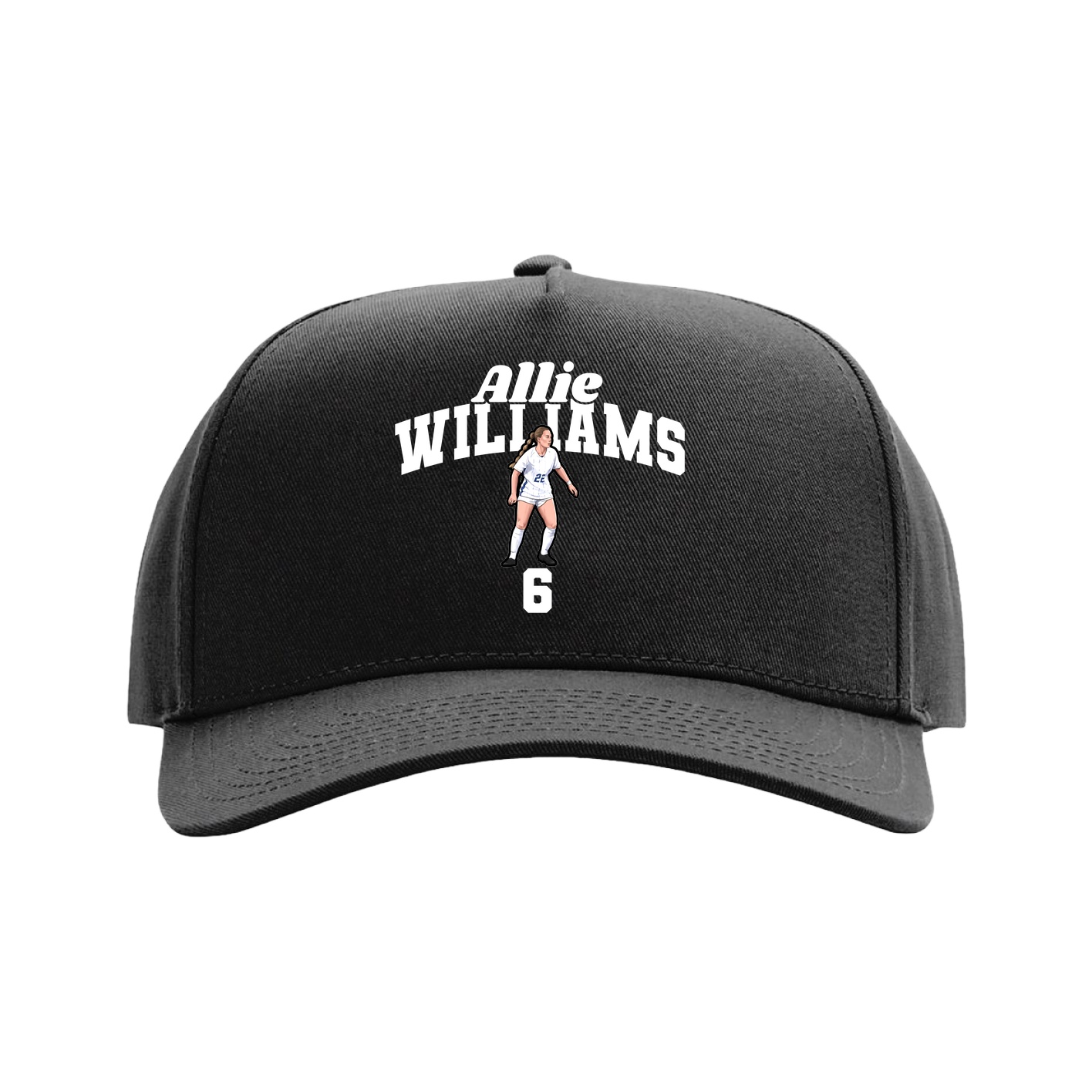 Full Fabric Five-Panel Champ Cap — Signature Arch in Black