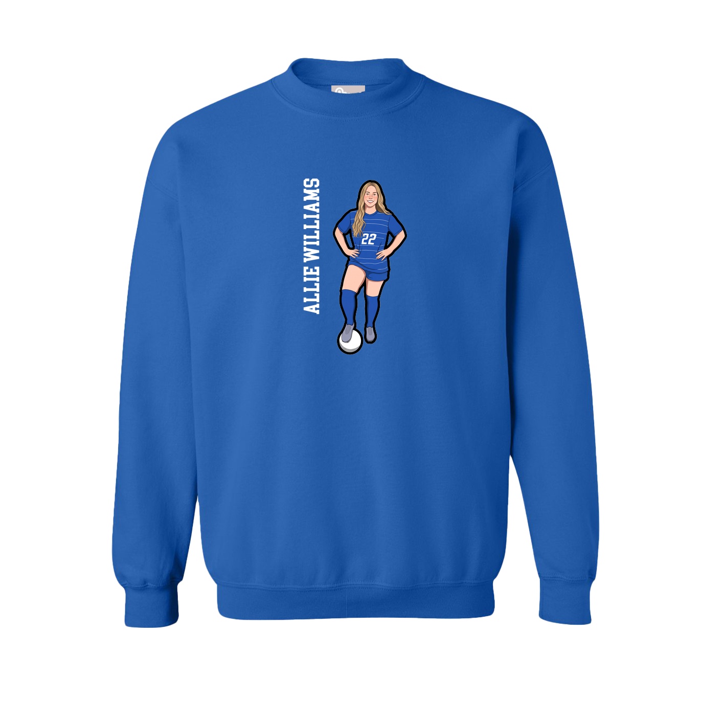 Fleece Crew — Name Vertical in Royal