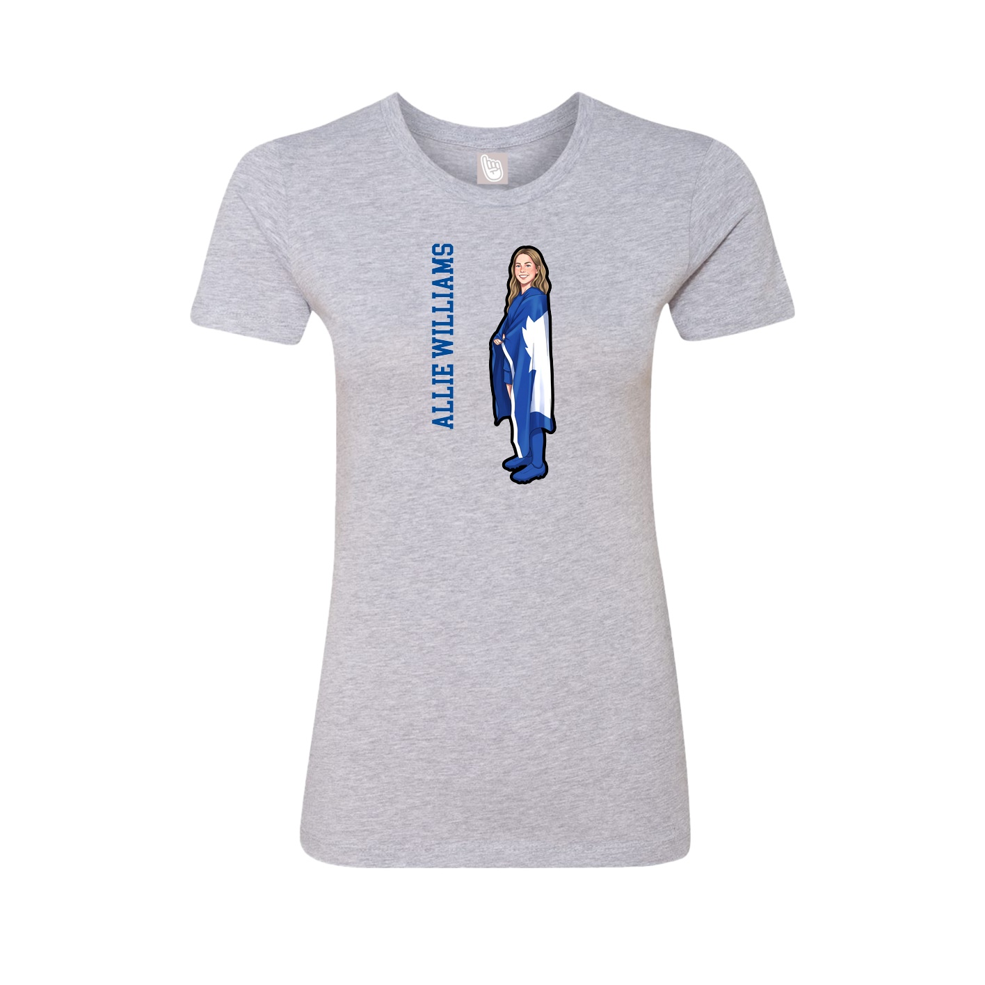 Fitted Women's Tee — Name Vertical in Grey