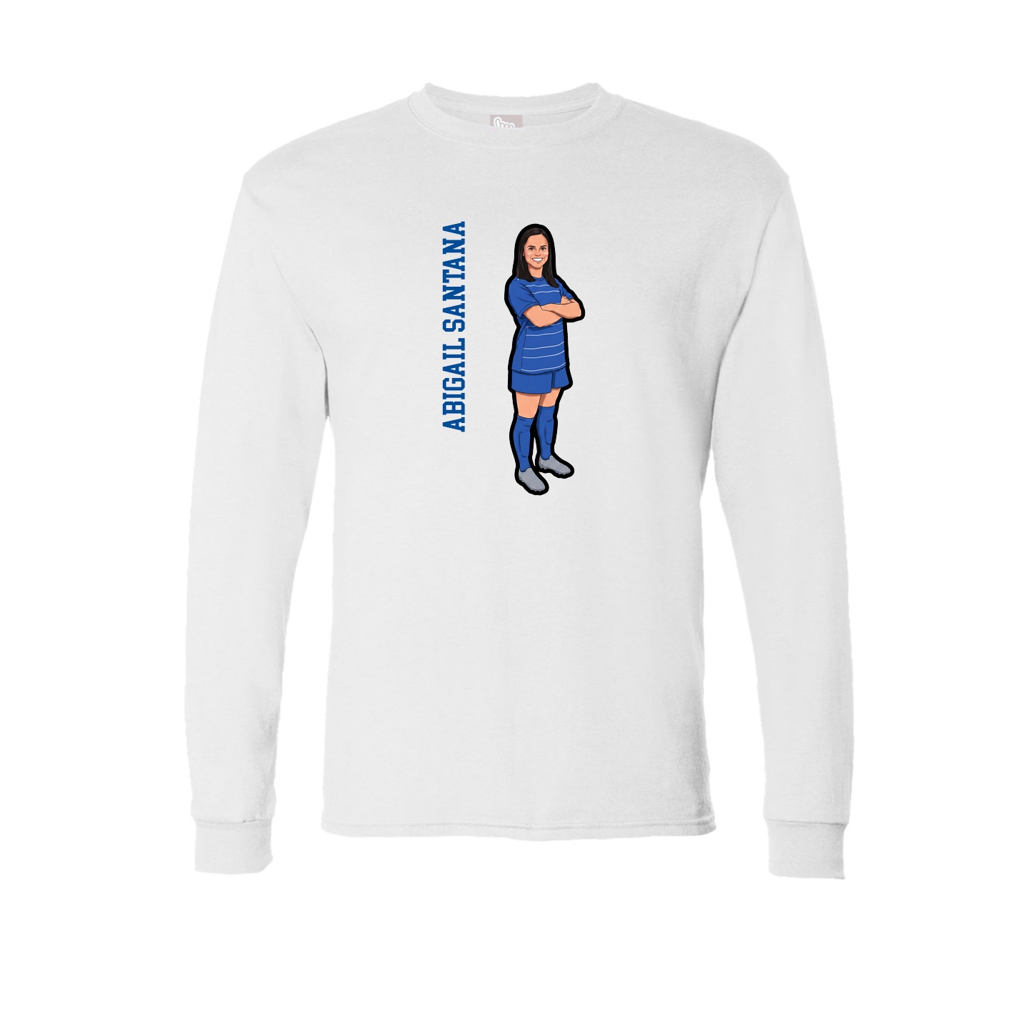 Long Sleeve Tee — Name Vertical in White