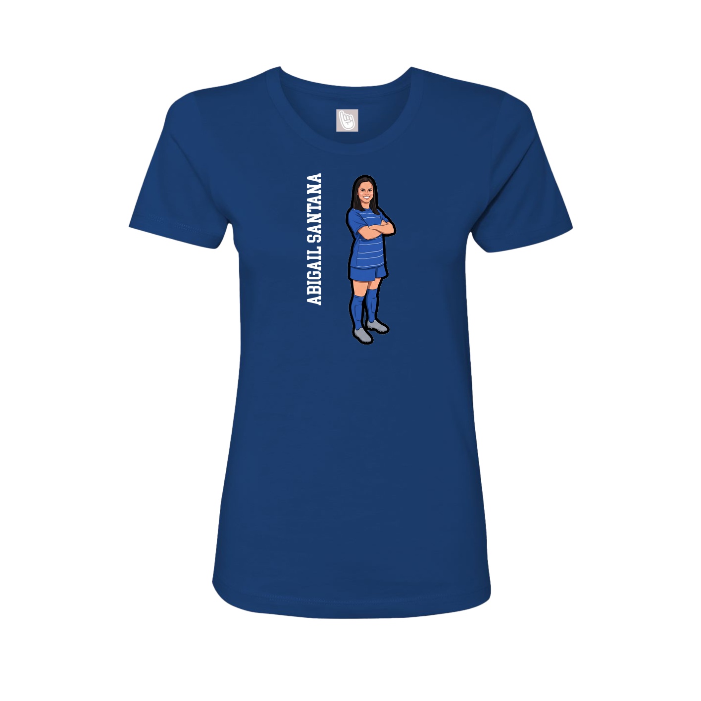 Fitted Women's Tee — Name Vertical in Royal