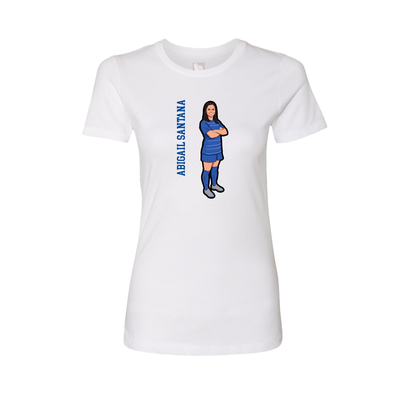 Fitted Women's Tee — Name Vertical in White